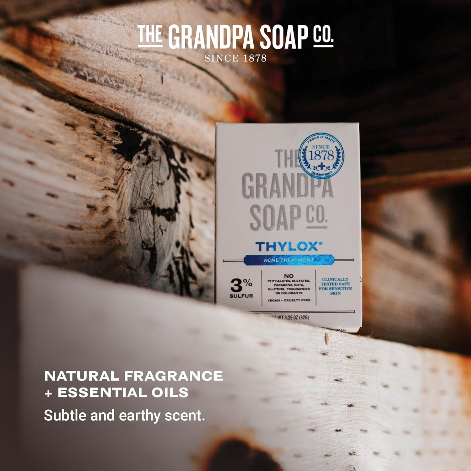 The Grandpa Soap Co. Thylox Acne Treatment Bar Soap - with 3% Natural Sulfur - Prevents and Eliminates Breakouts - for Acne Prone Skin - Safe for Sensitive Skin - 3.25 Ounces (Pack of 2) image number 5