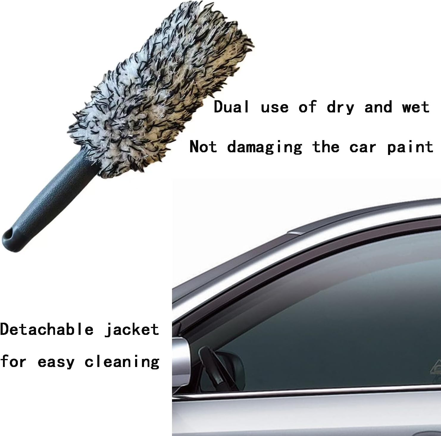 Car Microfibre Wheel Brush, Removable Car Rims Brush, Car Wheel Cleaning Brush, Highly Water Absorption Detailing Cleaner Brushes with Long Handle for Rim Hubs, Spokes, Fenders, Engines image number 6