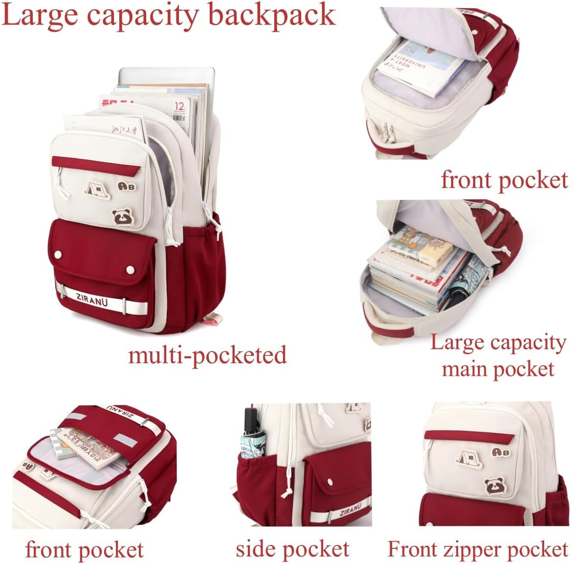 EKUIZAI Trolley Backpack for Girls Middle Kids School Bags with Wheels Rolling School Bags for Teen Girls image number 2