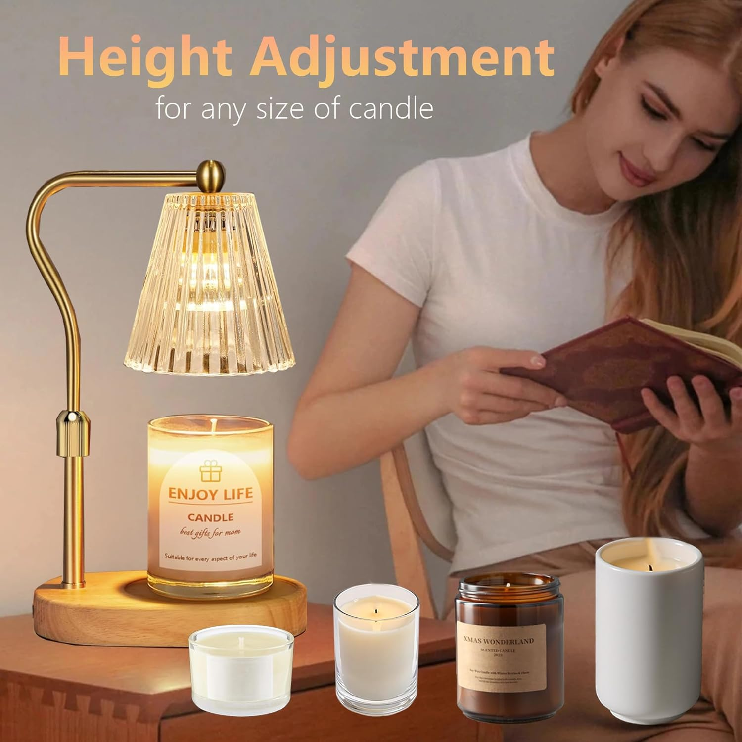 Wakouter Candle Warmer Lamp, Wax Melt Warmer for Scented Jar Candles, with Timer Dimmer, Adjustable Height Candle Lamp, for Women Birthday Gift, Mothers Day Gifts,Home Office - Safe Stylish Gift Idea - 01 image number 4