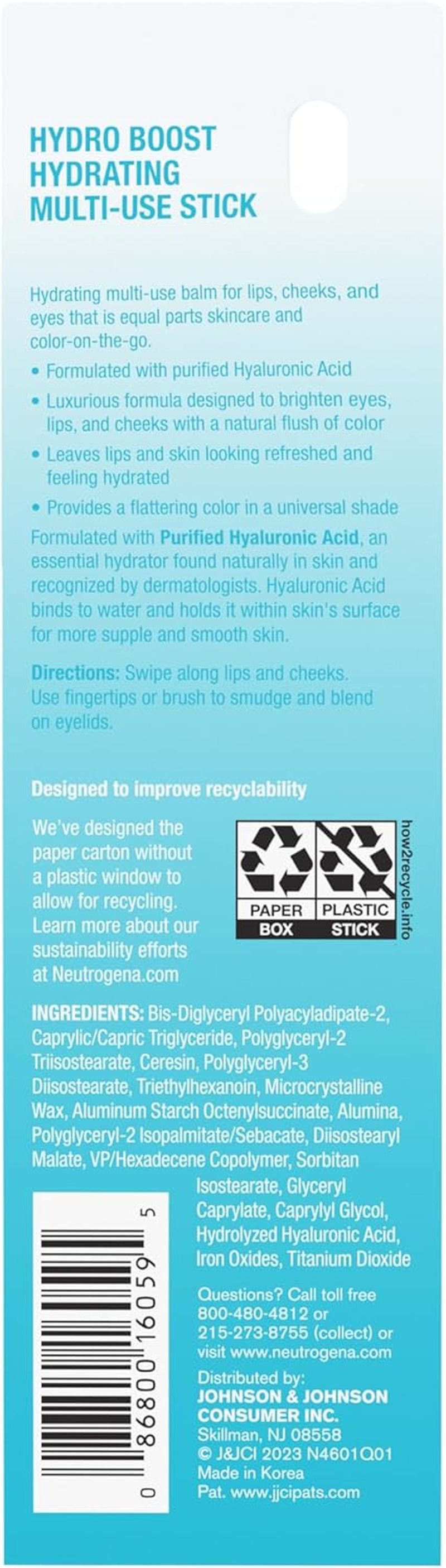 Neutrogena Hydro Boost Hydrating Multi-Use Makeup Stick with Hyaluronic Acid, Multipurpose Colored Makeup Balm for Lips, Cheeks & Eyes, Non-Comedogenic, Paraben-Free, Temptation, 0.26 Oz image number 5