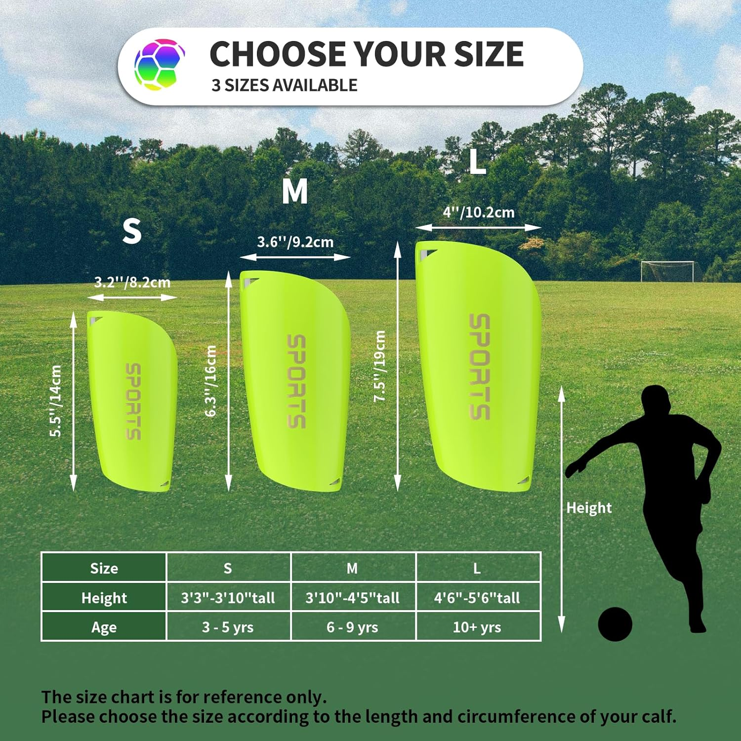 Kids Youth Soccer Shin Guards with Sleeves, Slip in Shinguards Soccer Shin Pads for 3-15 Years Old Boys Girls Child Teens image number 4