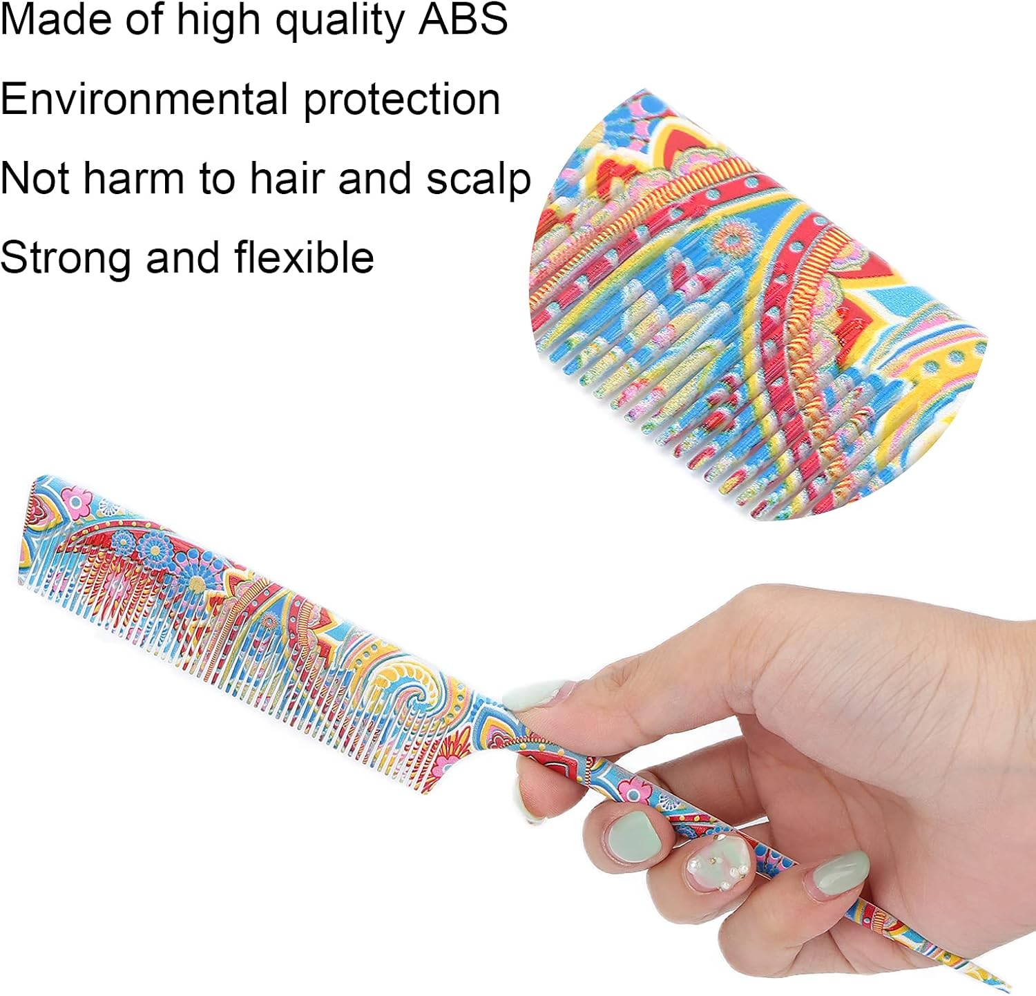 Ejoyous 8.9 Inch ABS Rat Tail Comb, Durable anti Static Hair & Scalp Safe, Professional Styling/Sectioning/Backcombing/Coloring Salon & Home Use, Smooth Shiny Hair (Waist Flower Pointed Tail Comb) image number 6