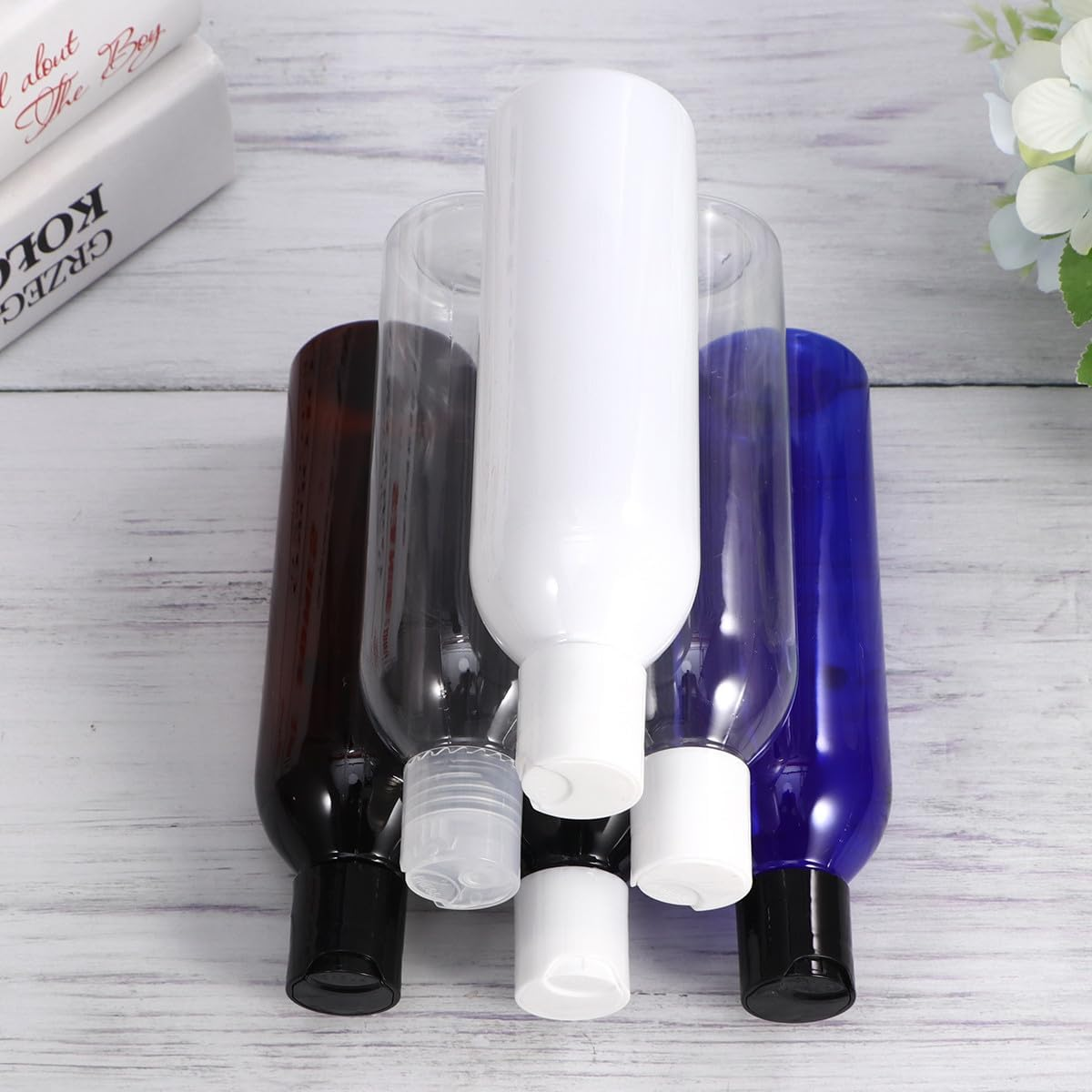 PATKAW 6Pcs 250Ml Portable Travel Empty Bottles Set with Press Cap for Shampoo Lotion Cosmetic Containers Refillable Toiletries Dispensers for Travel Use