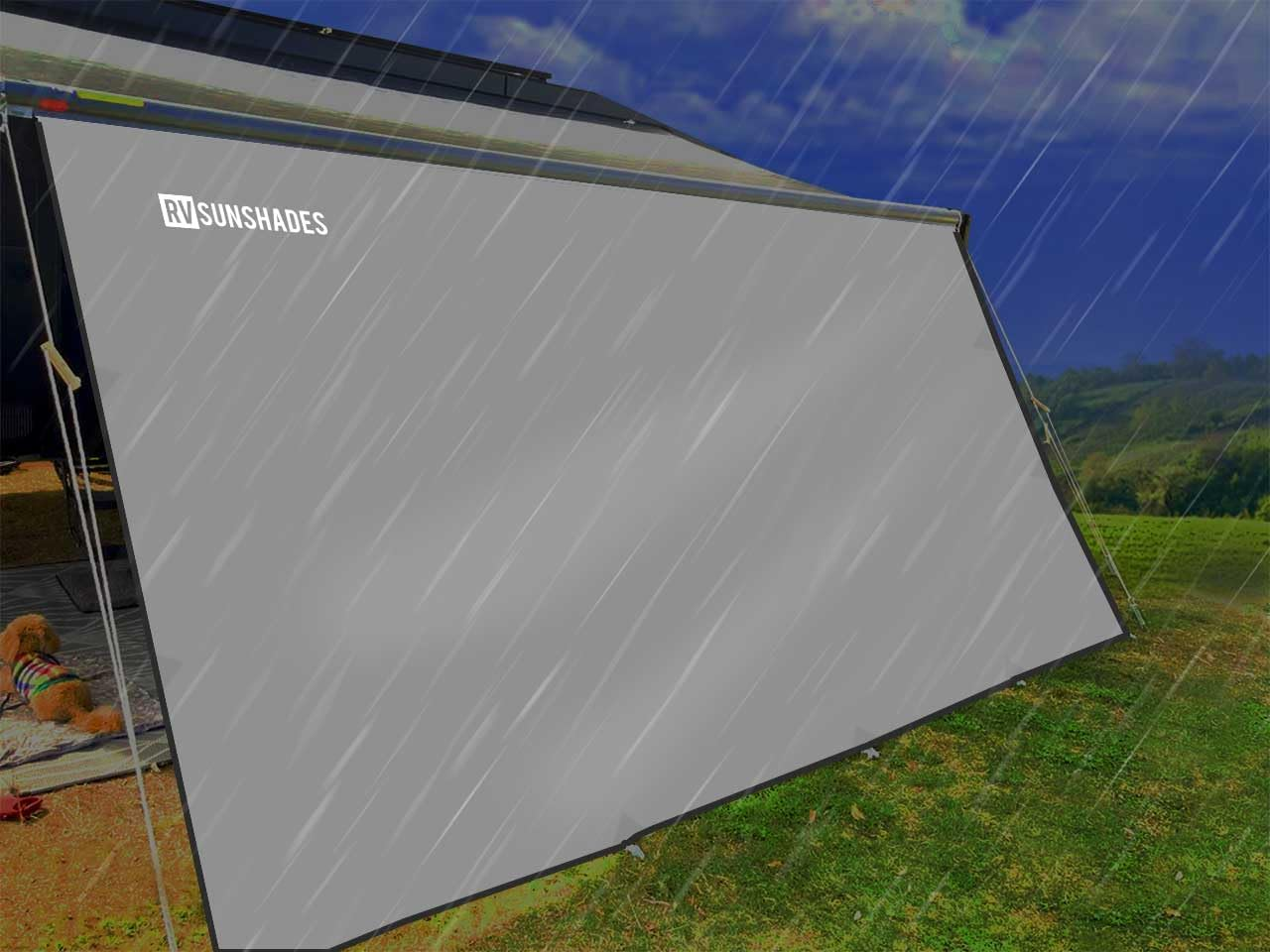 Waterproof Privacy Screen 4.0X2M Grey Caravan Awning Rain Shield Dual Spline