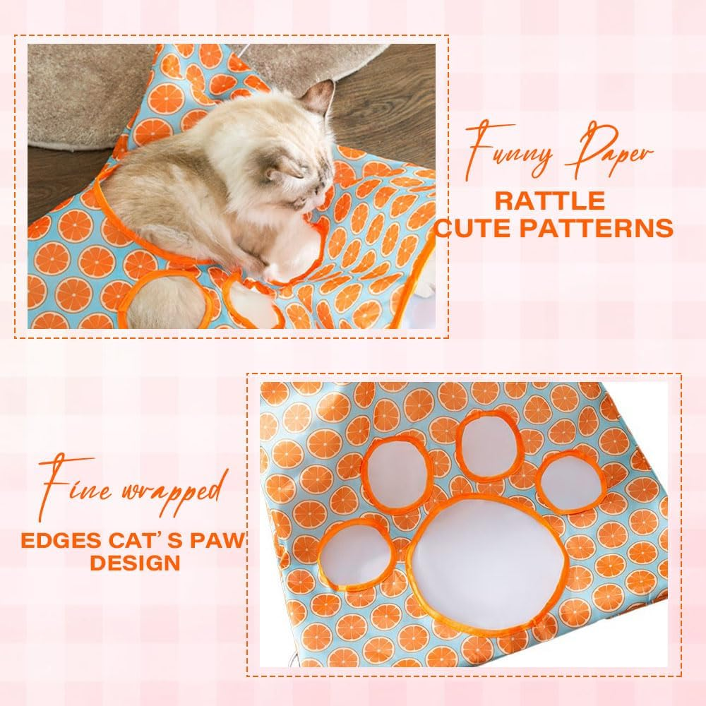 Cat Tunnel Bag Toy, 2024 New Tunnel Bored Cat Pet Toys Cat Tunnels for Indoor Cats, Funny Portable Interactive Kitten Play Toy, Crinkle Paper Collapsible Cat Drill Sleeping Bag with Mouse Toy (#A1) image number 6