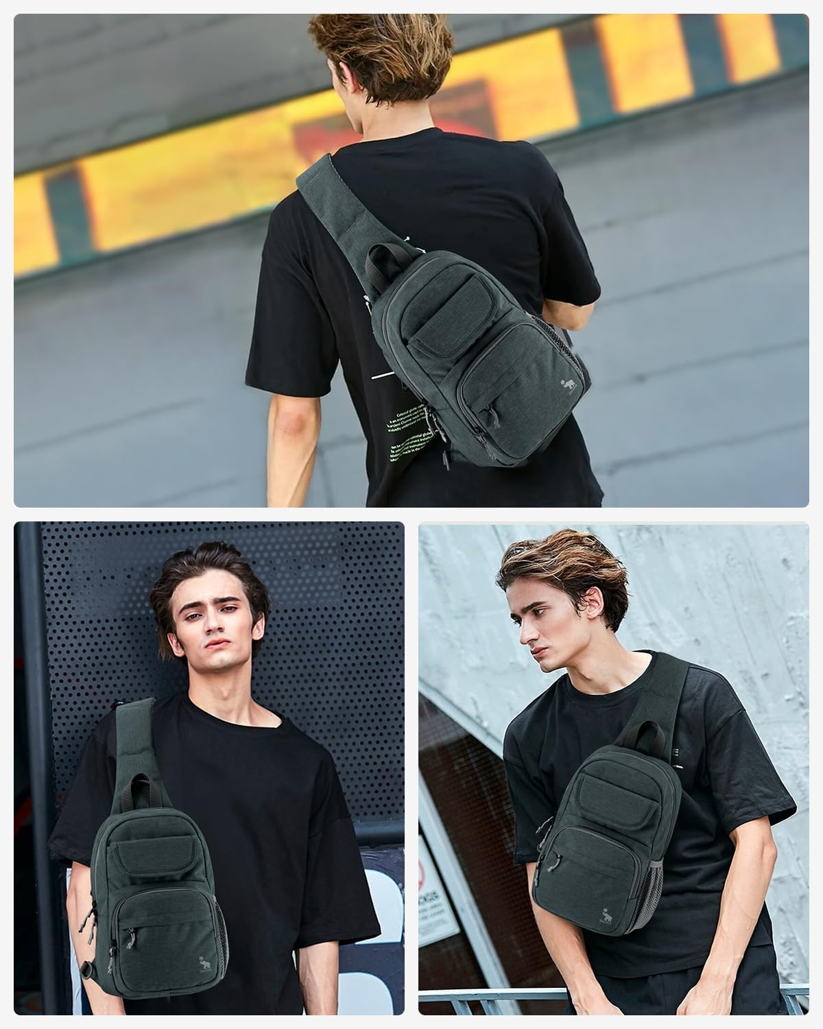 OIWAS Sling Bag Crossbody Backpack for Men, One Strap Backpack Hiking Daypack Chest Bag for Women - Gray image number 3