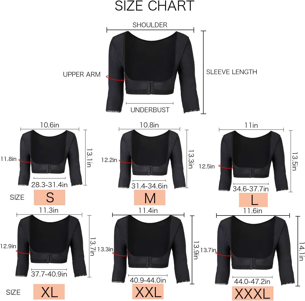 Woahee Women'S Arm Shaper plus Size Arm Faja Compression Sleeve Garment Post Surgical Arm Shapewear