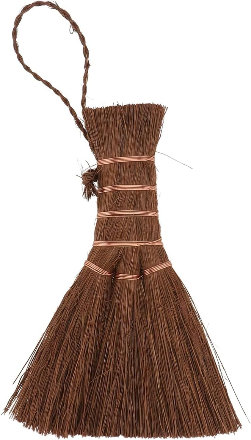 1Pc Mini Brown Broom,Mini Shape Broom Delicate Corner Broom, Mini Palm Broom Natural Material Broom, Small Palm Broom Natural Palm Broom, Multifunctional Broom Desktop Cleaning Tool (14Cm)