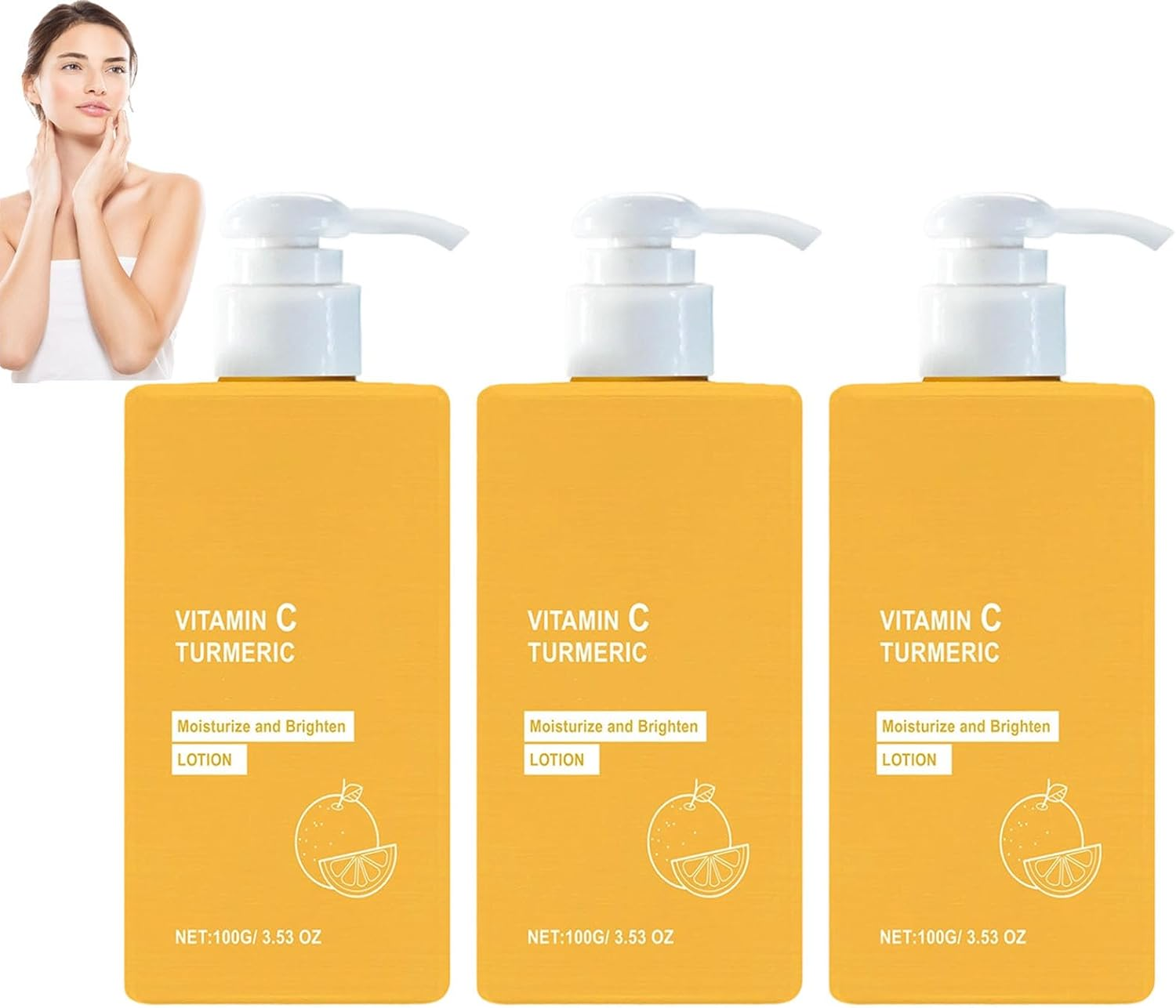 Turmeric & Vitamin C Face Body Moisturizer Lotion, Anti-Aging Firming Body Lotion for Dry Skin, Firming, Brightening, Even Skin Tone, Removing Dark Spots, All-Day Protection (2Pcs)