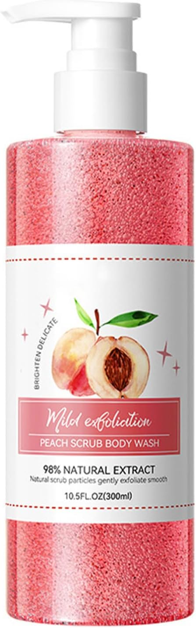 Tiaobug Exfoliating Peach Body Wash and Scrub 300Ml Hydrating Shower Gel for Smooth Skin Daily Cleanser Unisex Hot Pink One Size image number 5