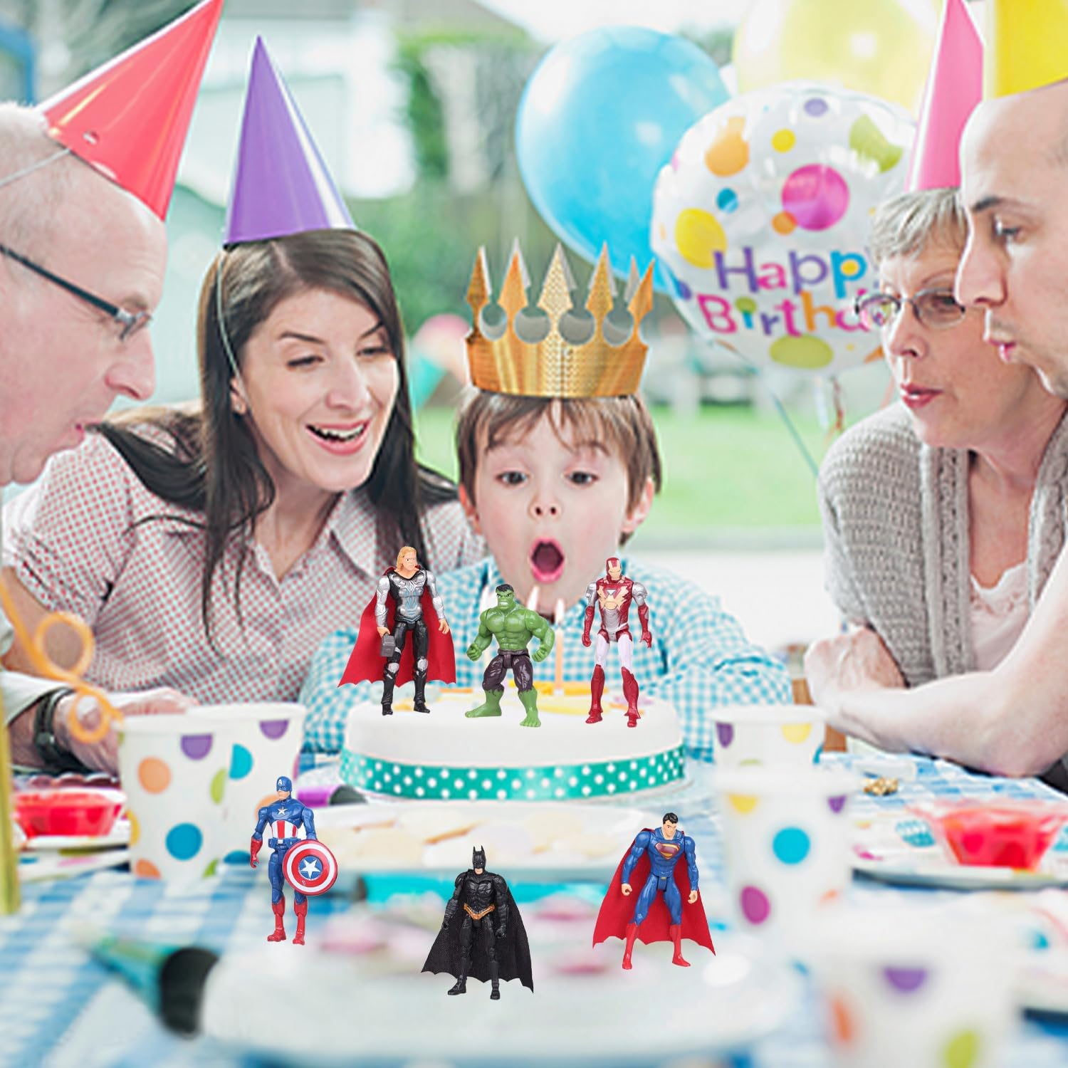 Superhero Cake Topper Superhero Avengers Figures Birthday Decoration Party Cake Decoration for Children image number 2