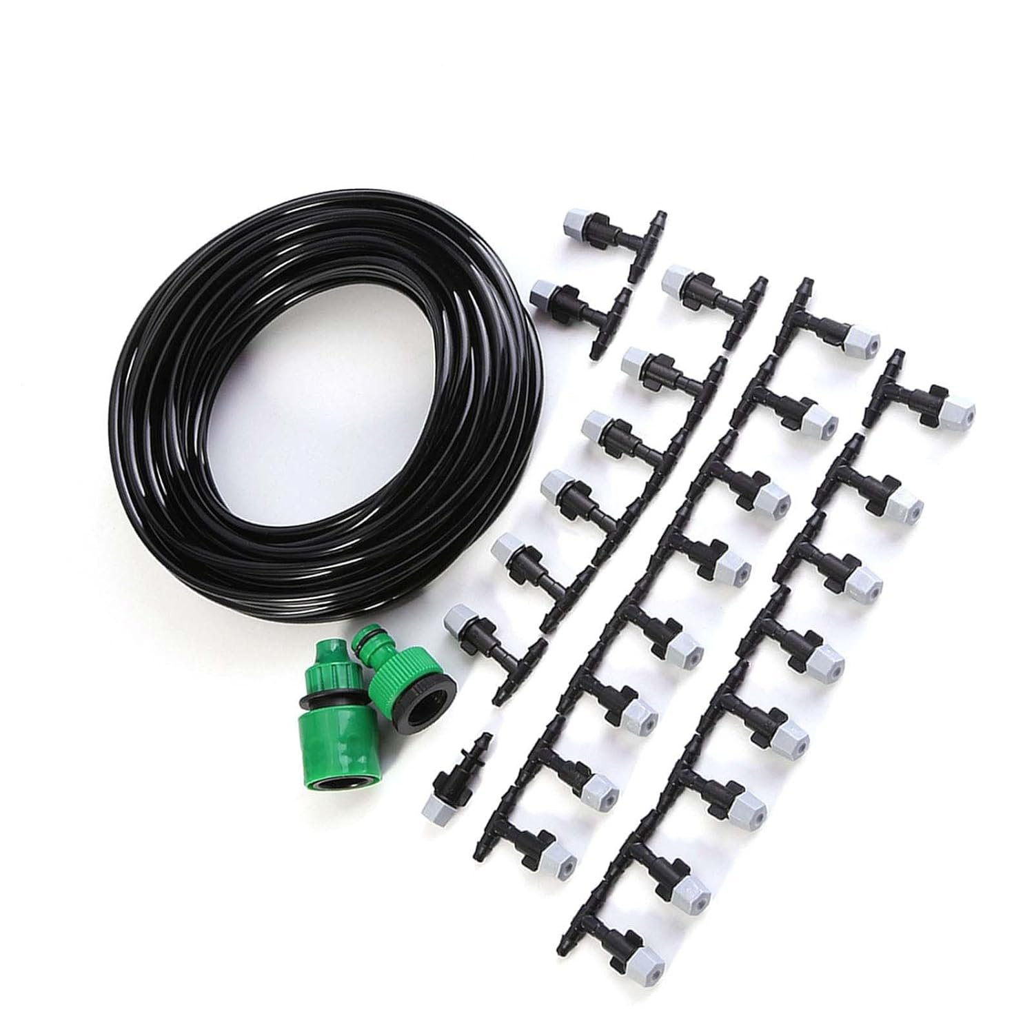 Domary Water Misting System Hose Sprinkler Nozzle Set Greenhouse Patio Irrigation Kit (15M)