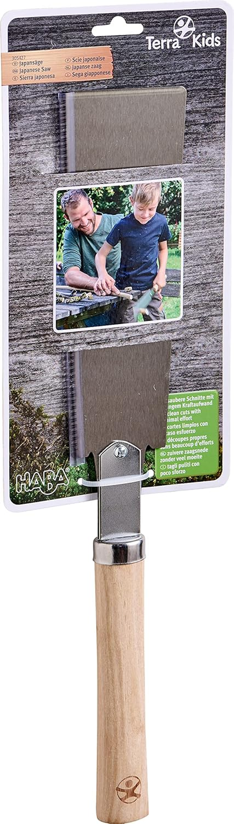 HABA Terra Kids 305427 Japanese Non-Slip Blade Made of High-Quality Metal, Induction-Hardened Teeth Safe Saw on Pull for Clean Precise Cuts image number 2