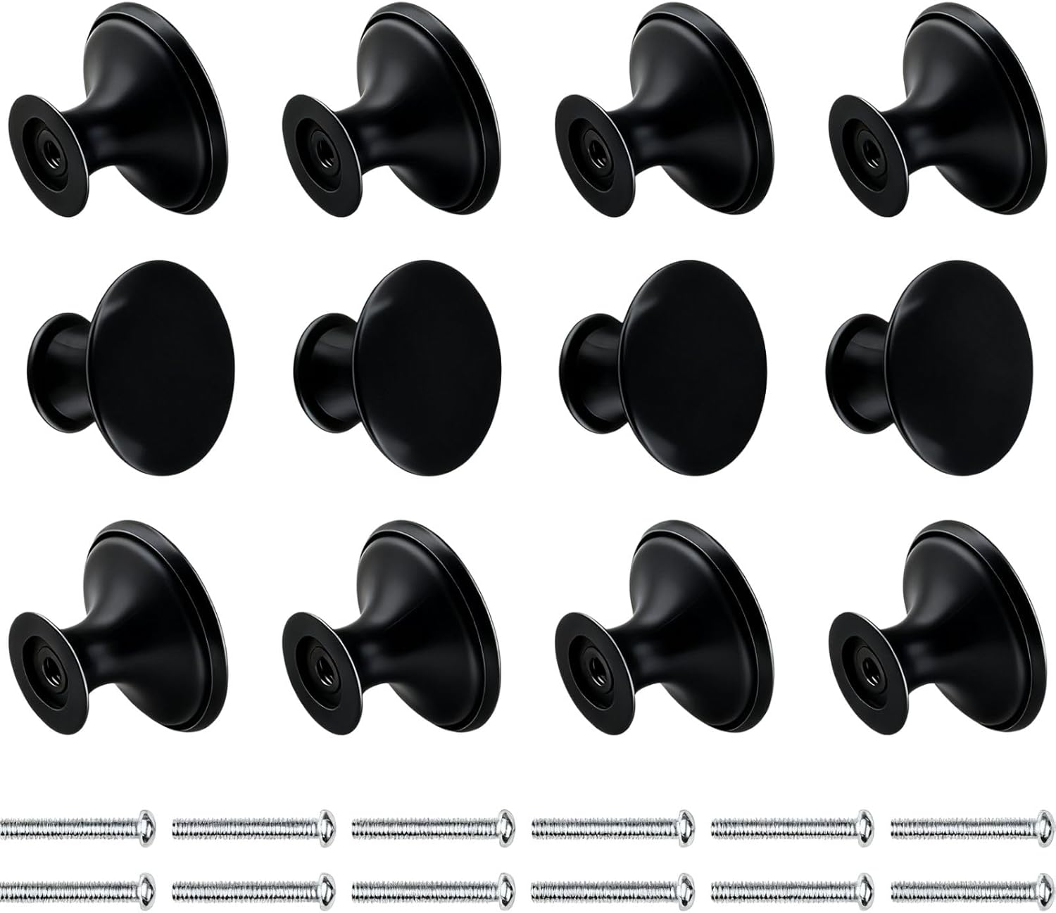Tsunnee Vintage Cabinet Knobs Antique Brass round Drawer Handles Kitchen Cupboard Door Hardware 30Mm 12PCS (Black)