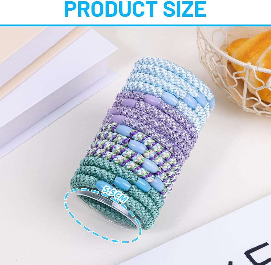 VEOIRXU Pack of 15 Hair Bobbles Girls Hair Bobbles Multicoloured Fashion Elastic Hair Bands Braided Elastics Women'S Hair Scrunchie Bracelet for Thick and Curly Hair (4 Colours) image number 5