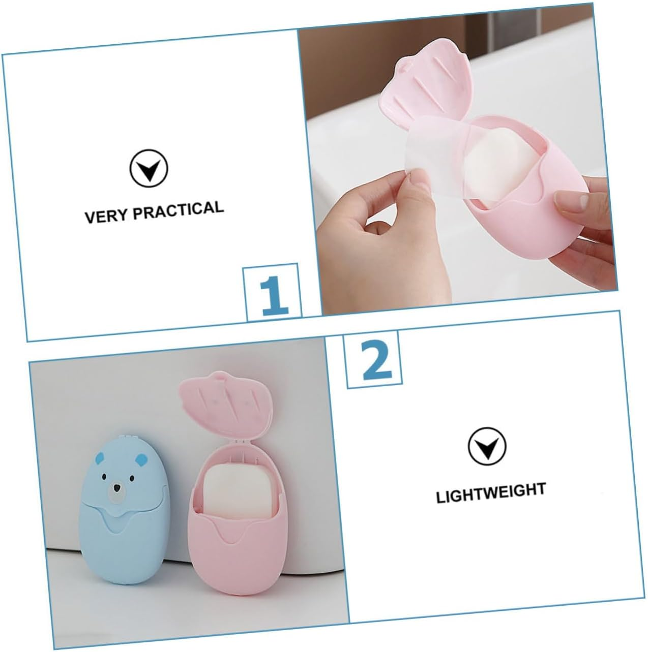 Kisangel Natural Soap Flakes Gentle Moisturizing Disposable Soap Papers for Travel Camping Hiking image number 3