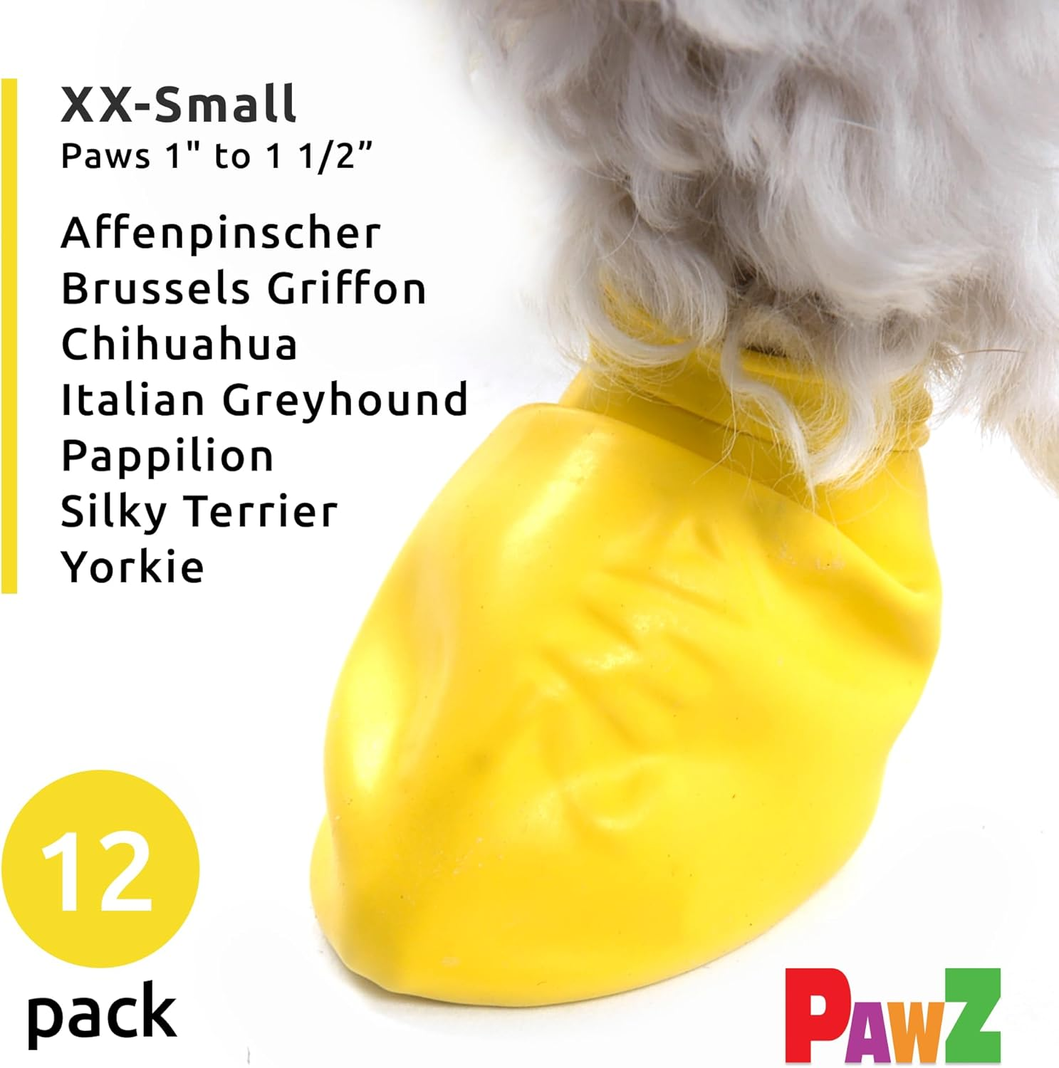 Pawz Yellow Water-Proof Dog Boot, Xx-Small, up to 1-1/2-Inch image number 3