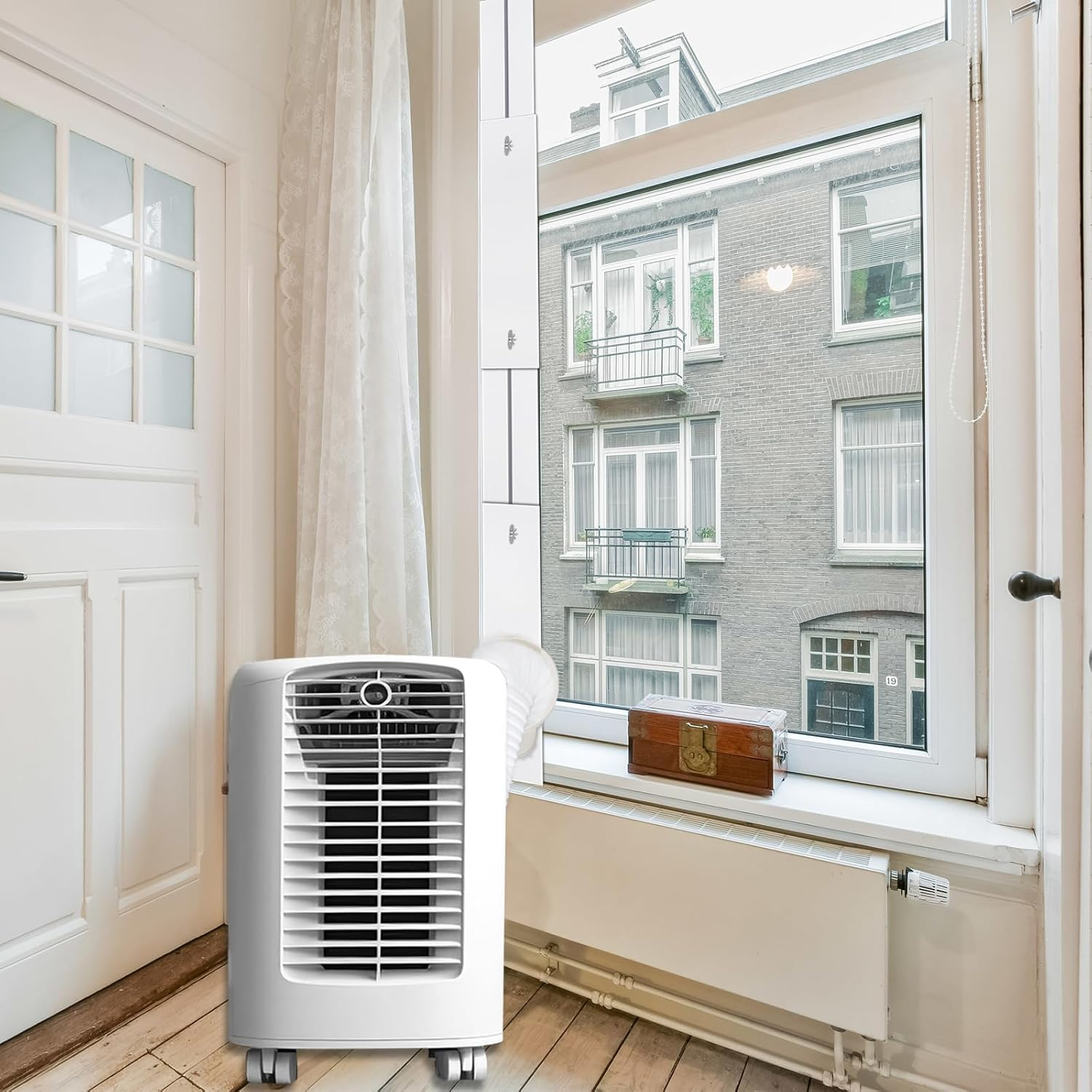 Portable Air Conditioner Window Kit, with Universal Mounting Window Gasket Air Conditioning Window Ventilation Kit for Vertical/Horizontal Sliding Window up to 13Cm Outlet Hose