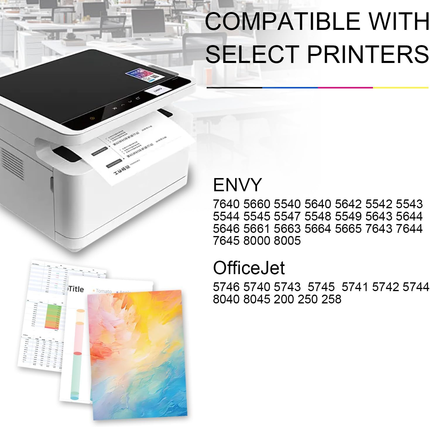 62XL Ink Cartridge Black and Color Combo Pack Replacement for HP Ink 62 62XL for Envy 5540 5542 7640 7645 8000 8005 5640 5642 5643 5644 5646 5660 5665 Officejet 200 250 258 (1 Black 1 Tri-Color) image number 3