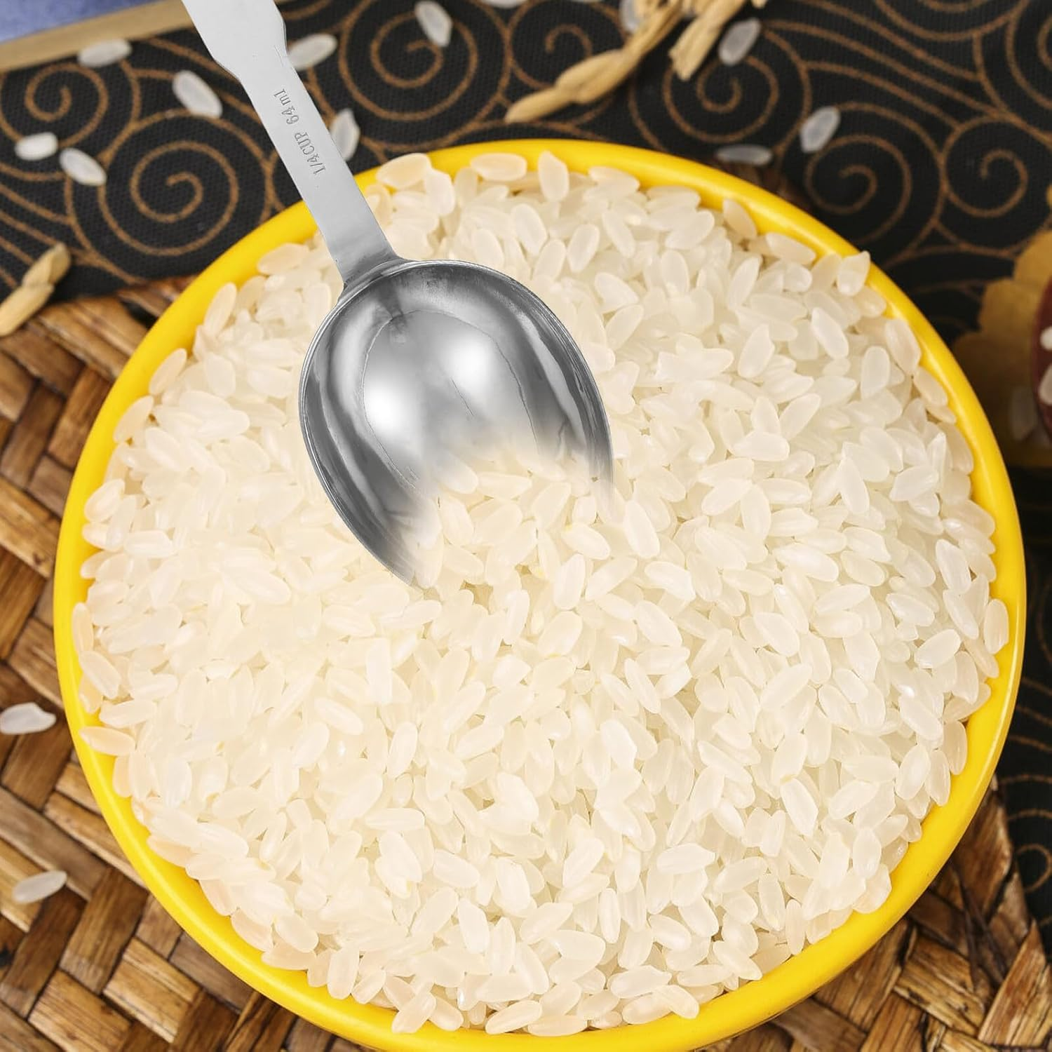 COHEALI Stainless Steel Measuring Spoon 1/4 Cup Metal Grain Scoop for Dry and Liquid Ingredients Kitchen Tool Metric Measuring Spoons for Baking and Cooking image number 3