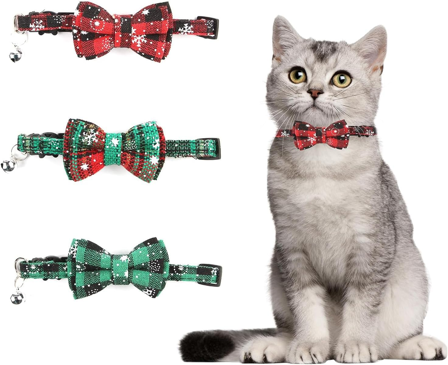 3 Pieces Christmas Cat Collar Adjustable Pet Collar Christmas Collar Dog Cat for Wedding Photo Props Birthday Costumes Christmas Costumes image number 5