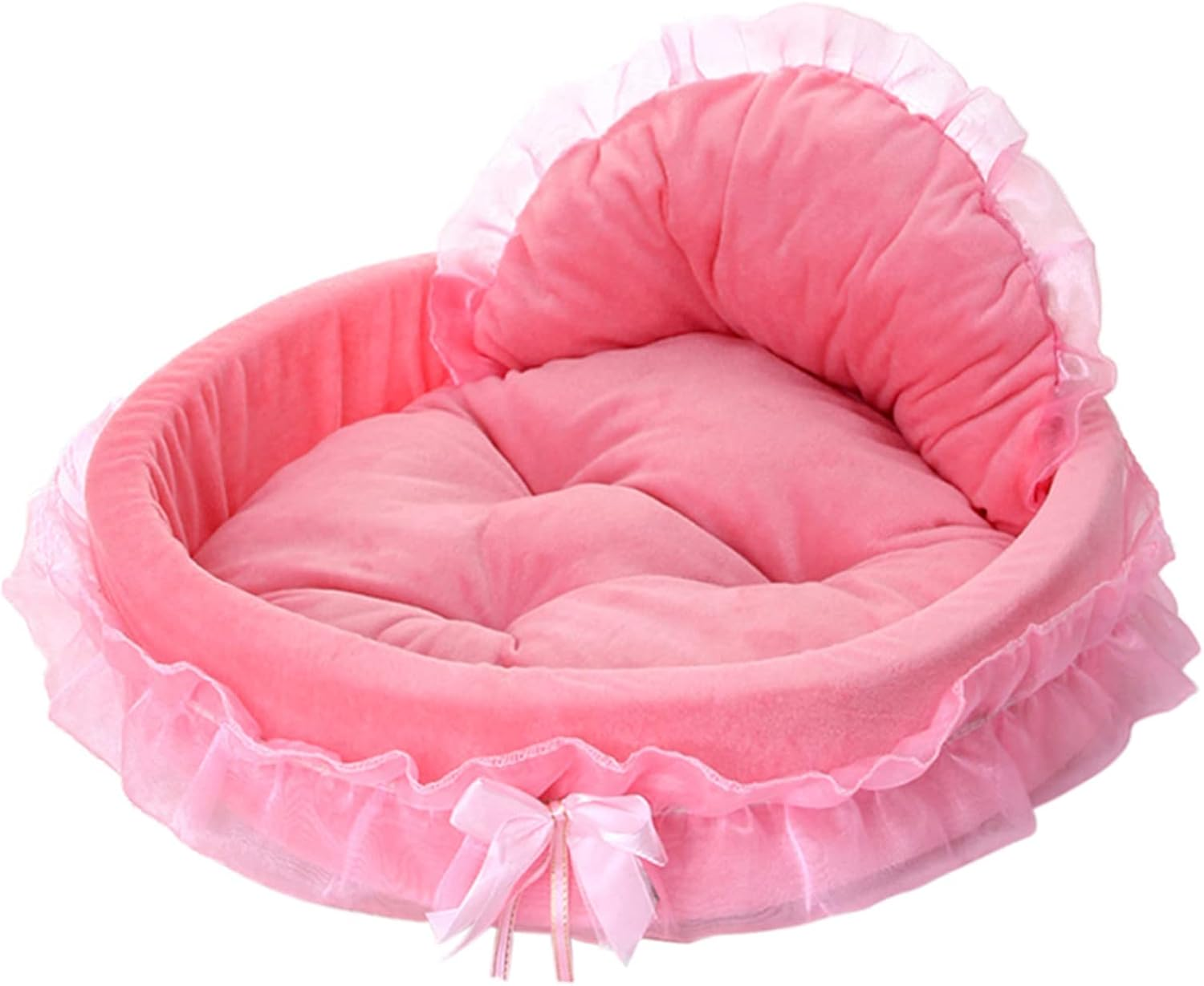 Pawstrip Pink Dog Bed Washable Princess Cat Couch Soft Plush Pet Sofa Nest Mat Anti-Slip Puppy Cave Beds Cute Cozy Kitten Doggy Kennel Cushion Small Medium Dogs Cats Sleeping Pad (Light Pink, L)