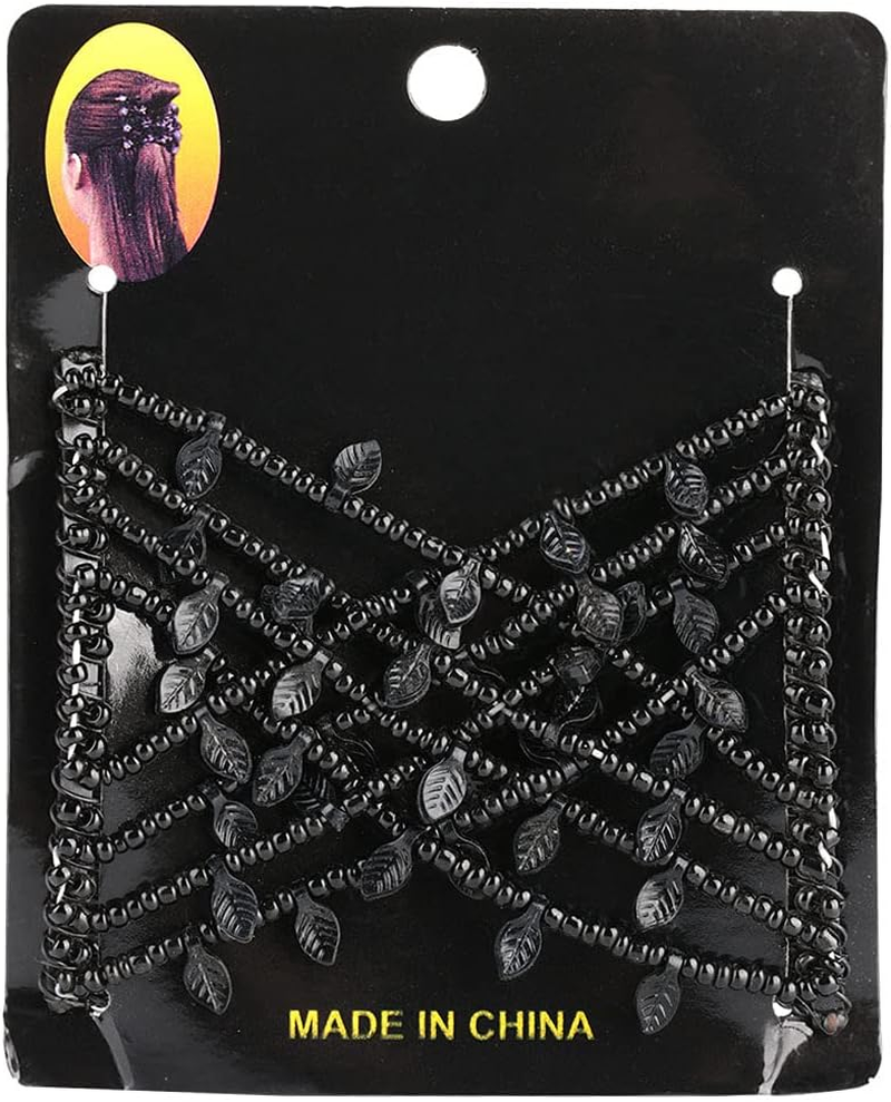 Beads Hair Clip, Stretch Hair Comb, Elastic Hair Clips, Magic Hair Combs, Beads, Hair Combs, Elastic Hair Combs, Double Clips, Hair Comb, DIY Hair Styling Tool (Black) image number 3