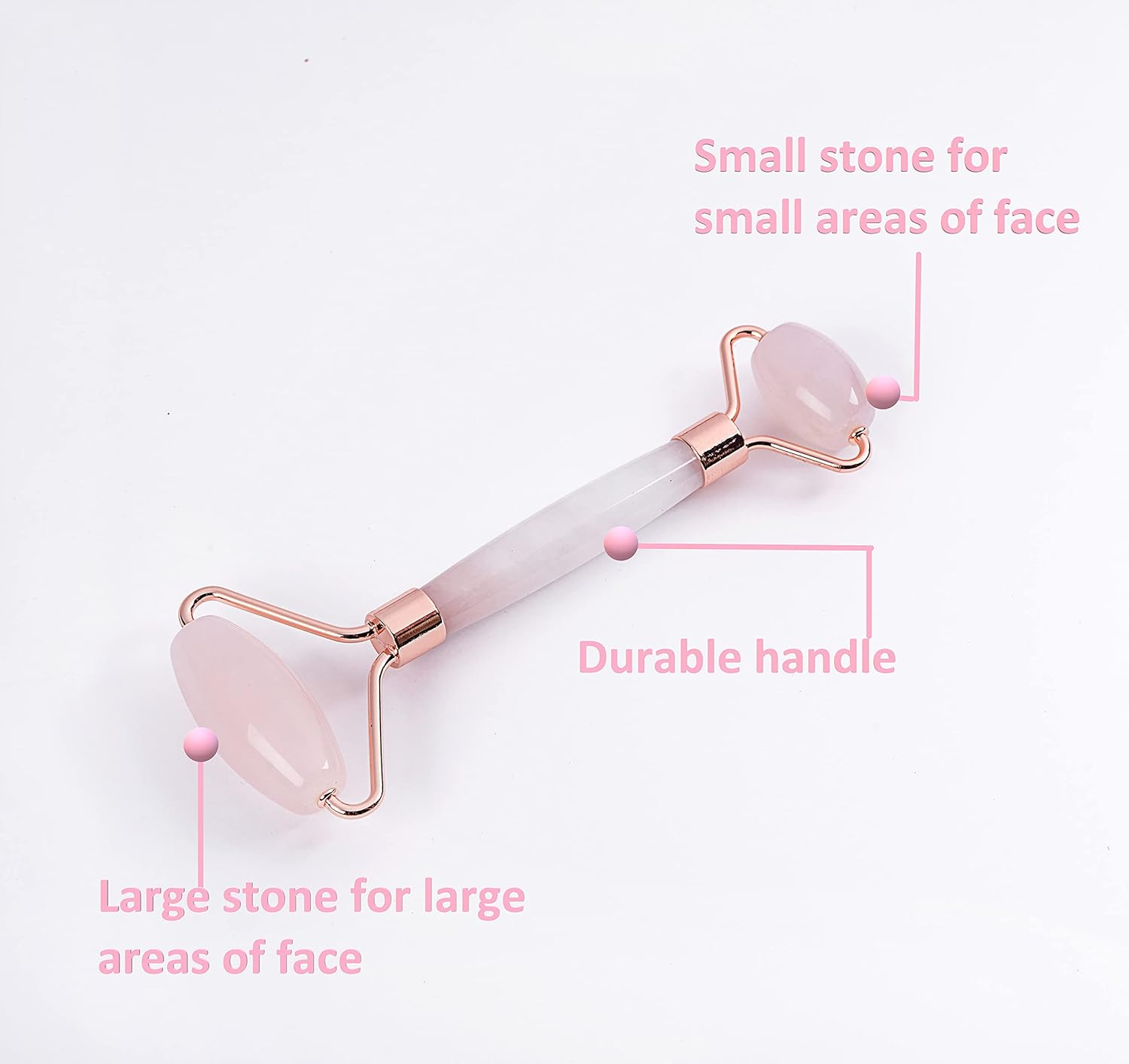 Rose Quartz Face Roller 2 Pack for Forehead Nose Chin Eyes Face Skin Beauty image number 2