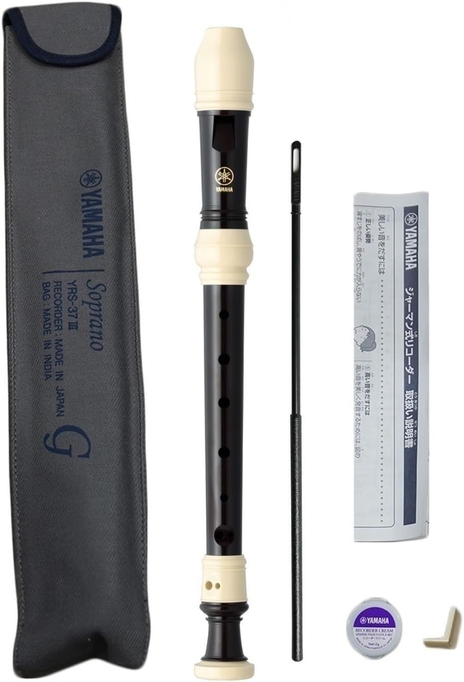 Yamaha YRS-37III Soprano German Type ABS Recorder, Soprano Recorder, Soprano Recorder, Fingering Table, Cloth Case Included, Cleaning Stick, Recorder Cream, Fingering Chart and Cloth Case Included image number 4
