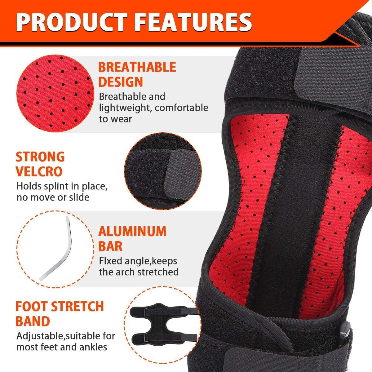 Plantar Fasciitis Dorsal Night Splint Orthotics Drop Foot Brace Foot Support for Plantar Fasciitis, Tendon Stretch, Achilles, Heel Spur Relief, Fits Left or Right Foot image number 1