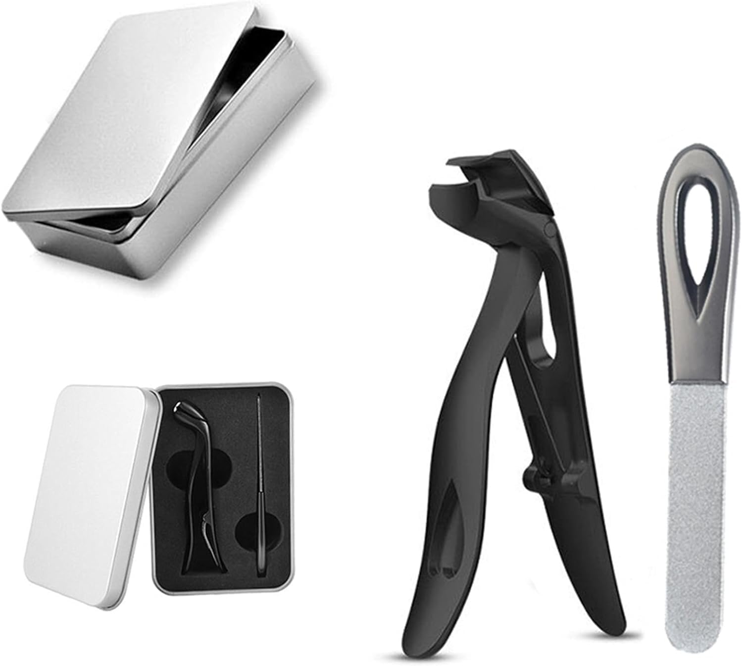 Angled Head Nail Clippers for Seniors,Premium Steel Nail Cutter Trimmer with Catcher for Men and Women,Ergonomic Toenail Clipper for Thick Nails,Black image number 4