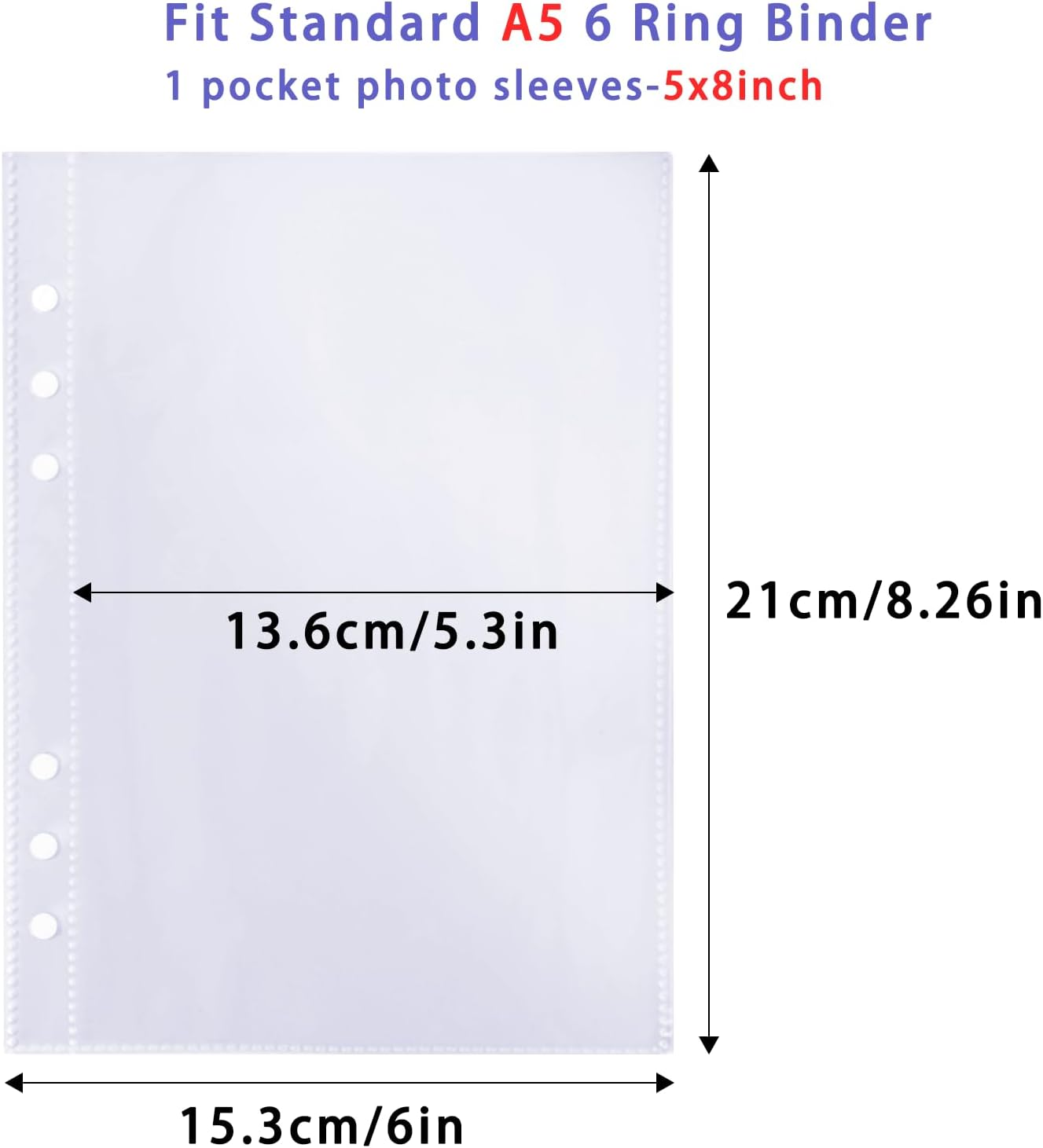 A5 Planner Inserts, 30 Pieces Clear Waterproof Pocket Protector Binder Sleeves, Page Protectors for Cards, Photocard Files, 6 Ring A5 Binder image number 6