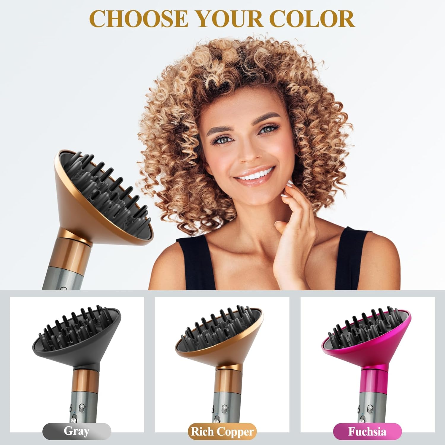 YTCHYYSK Large Diffuser Attachment Compatible with Dyson Airwrap, Upgraded Bigger Diffuser Nozzle to Dryer Faster and Define Curls Hair, Gold image number 3
