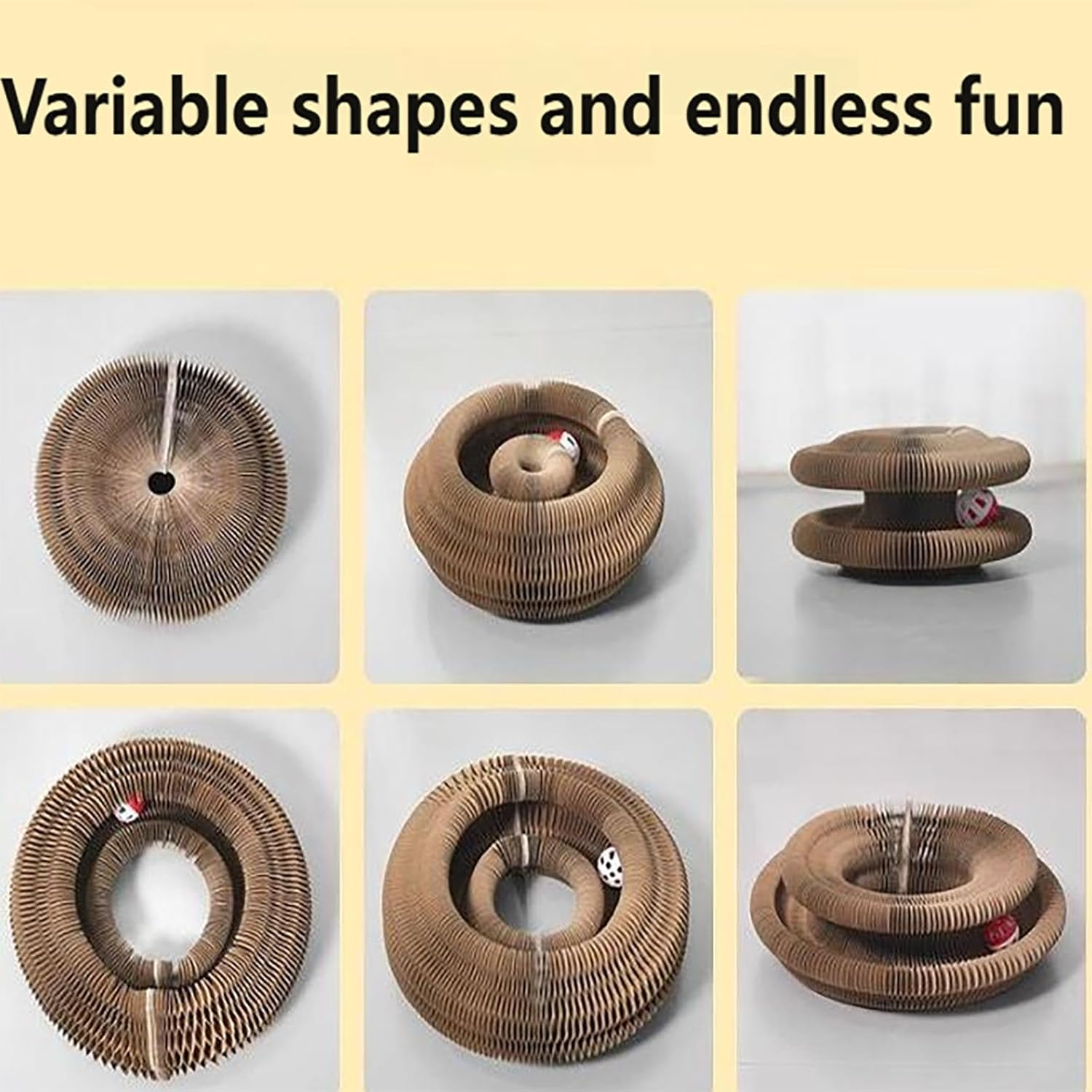 YAKESD Magic Organ Cat Scratcher Board - Interactive Foldable Cat Scratching Pad with Bonus Kring Ball Toy - Durable & Recyclable Cat Toy image number 4