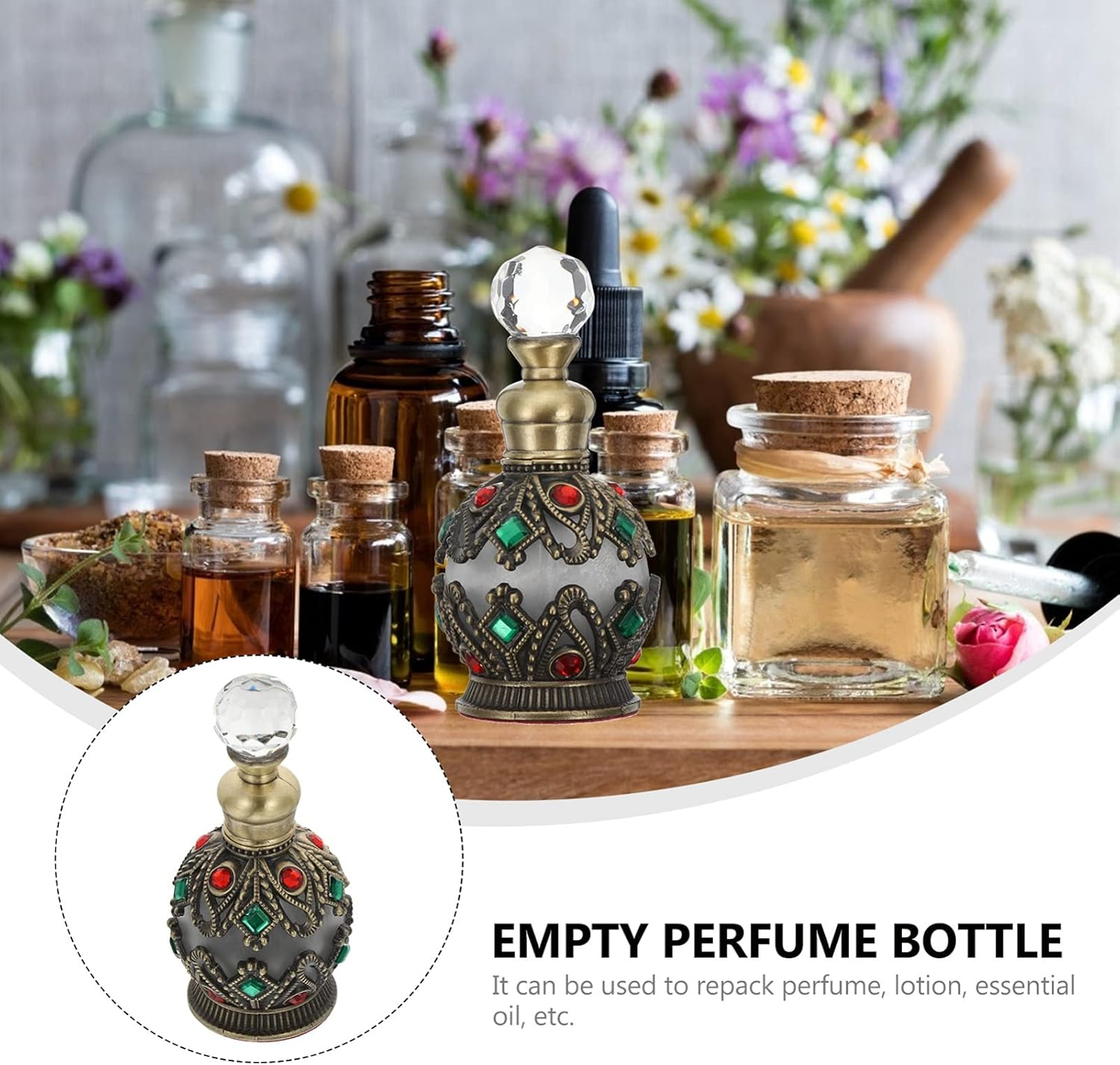 Luxshiny Vintage Empty Perfume Bottle Elegant Fragrance Dispenser for Travel and Collectibles for Essential Oils Lotions and Keepsakes