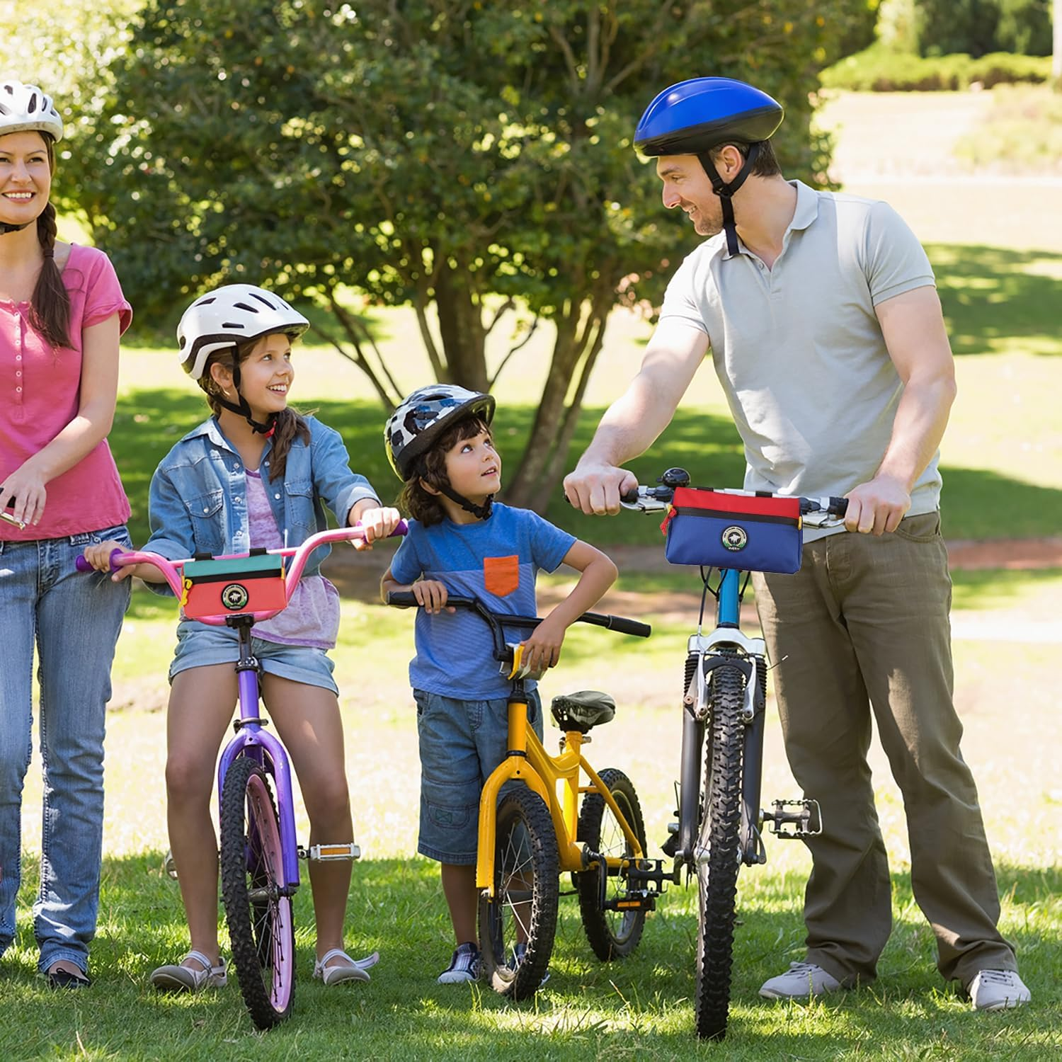 Vortika Bike Handlebar Bag, Bicycle Front Bag, Kids Handle Bar Bag, Storage Bag with Shoulder Strap for Men Women Kids Outdoor Road MTB Cycling(Blue + Red) image number 5