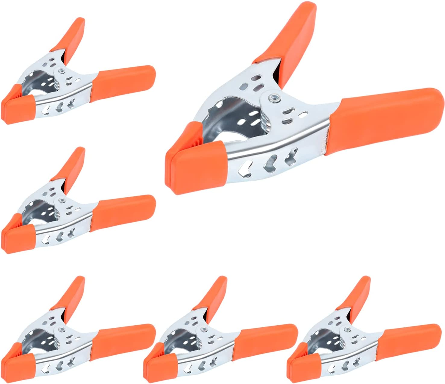 6-Pieces 6-Inch Strong Spring Clamp Large Super Heavy Duty Spring Metal Orange - 2.5 Inch Jaw Opening (6)