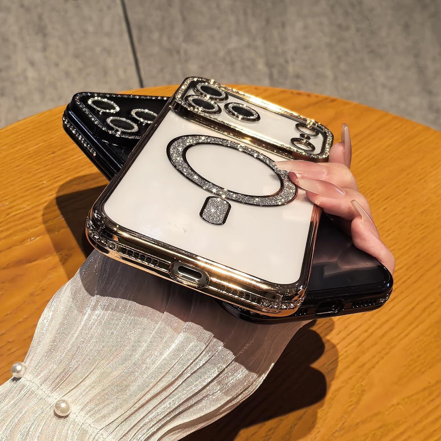 AMITOME Cute Glitter Case for Iphone 17 Pro Max 6.9 Inch,Sparkle Diamond Camera Cover & Shockproof [Compatible with Magsafe] Stylish Durable TPU Protective Phone Cover for Women & Girls-Gold image number 6