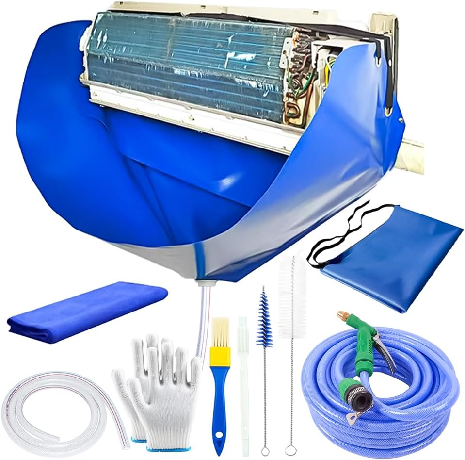 South Silk Ac Cleaning Bag with Wall Protection Cloth, Professional Split Ac Unit Cleaning Bag, Ac Cleaning Kit, Air Conditioner Cleaning Cover Bag, Durable Material and Drainage Hose