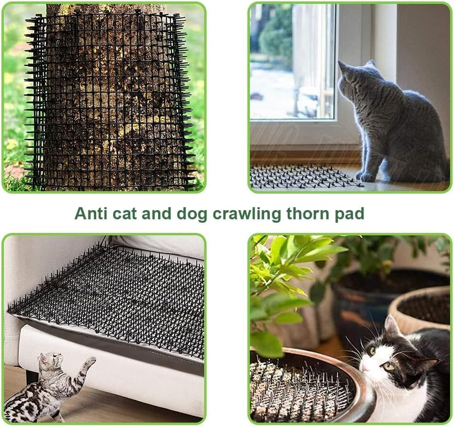 10 Pcs Cat Deterrent Scat Mat for Cats,8X16 in Scat Mat for Cats,Cat Repellent Outdoor Cat Scat Mat,Cat Scat Mat with Plastic Spikes Cat Deterrent Mats Scat Mat,Cat Spike Mat Anti-Dig for Garden image number 5