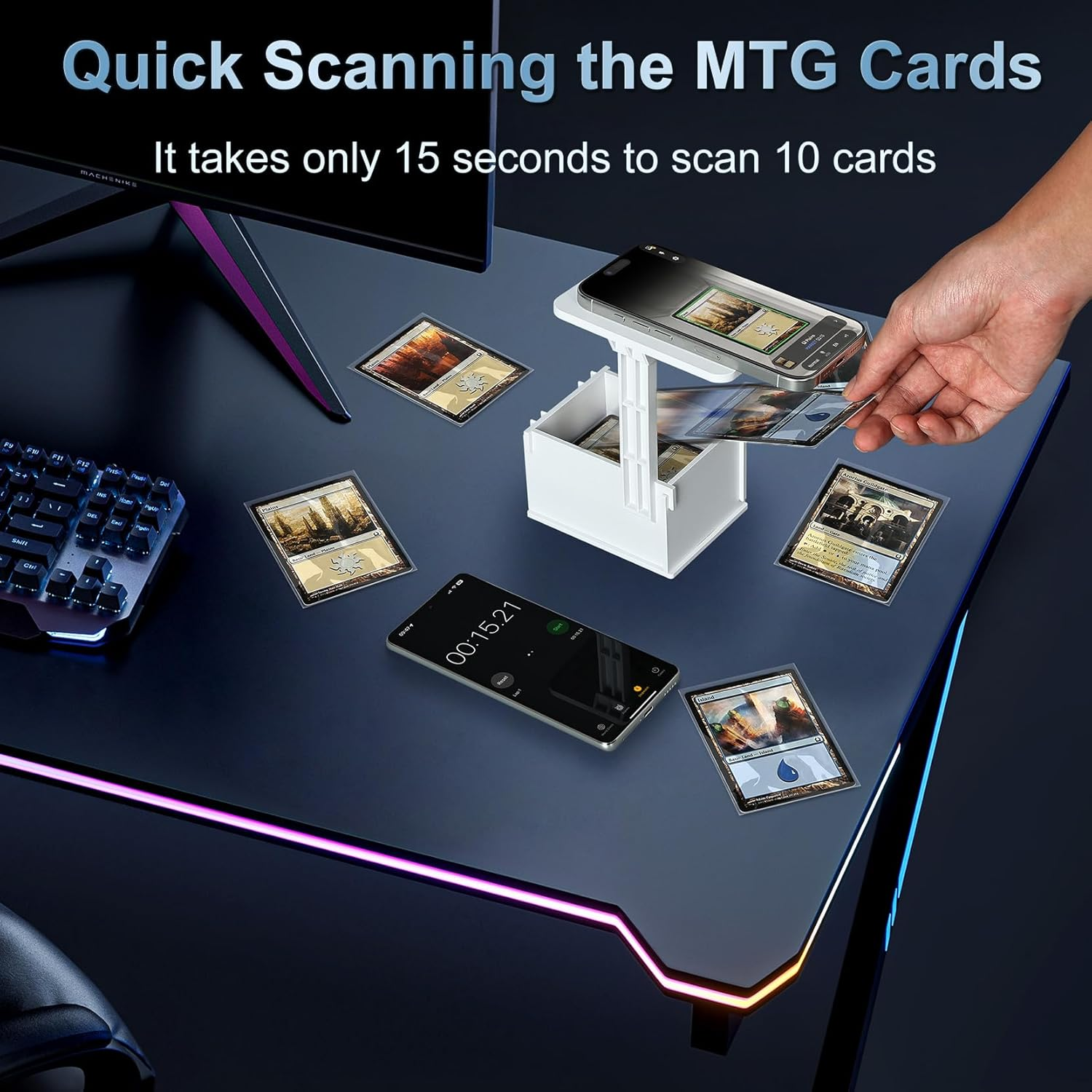 MTG TCG Card Scanner Stand Phone Holder for Standard Size Sleeved & Unsleeved MTG Cards Fast Scanning, Only Works with Manabox App, Ideal for Quick Scans and Price Checks image number 5