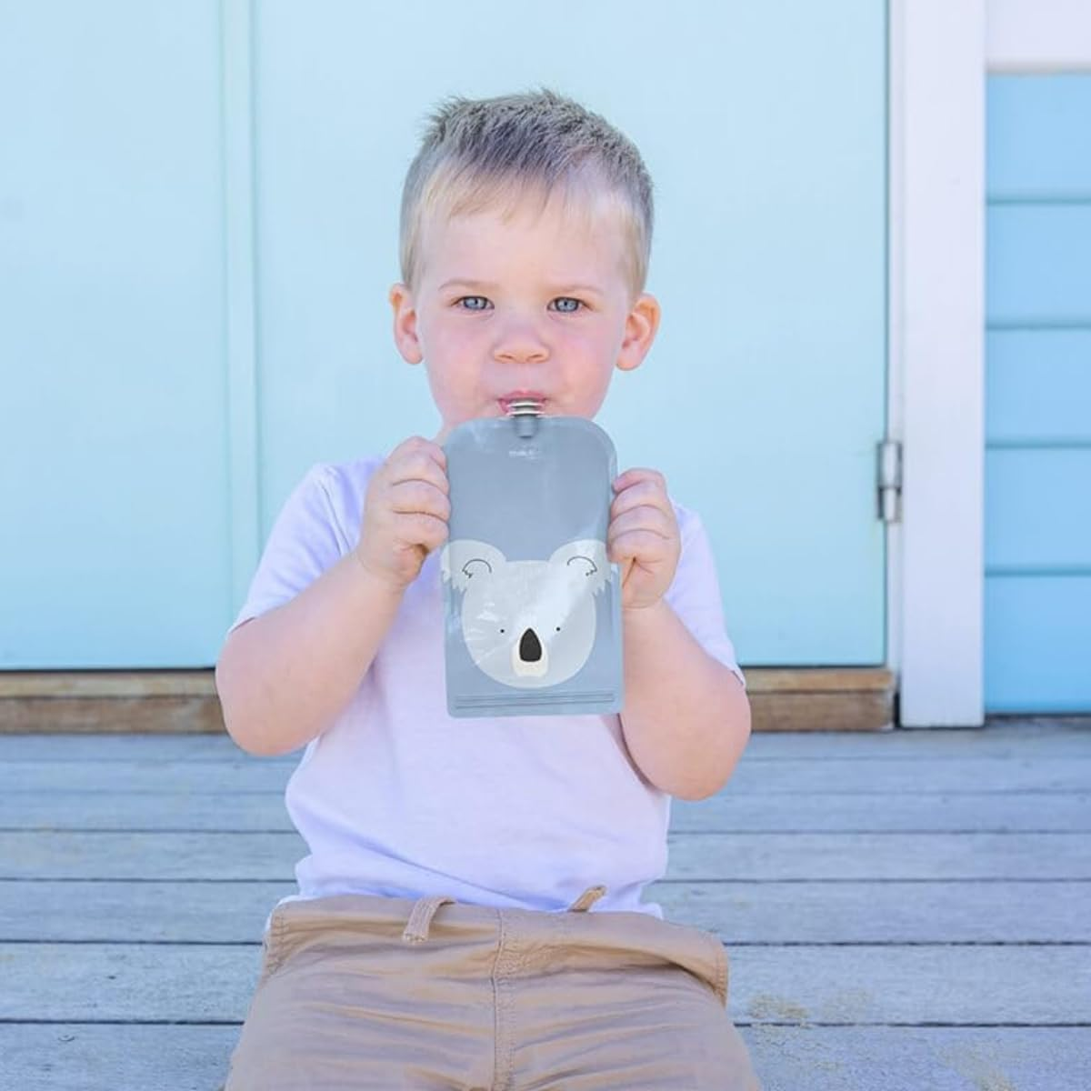 Cherub Baby Refillable Food Pouches 5 Pack 150Ml Leakproof Freezer Safe Bpa-Free Squeeze Bags for Toddler Baby Snacks Reusable Easy Fillable Animal Printed Pouch for Homemade Smoothies Purees Yoghurt