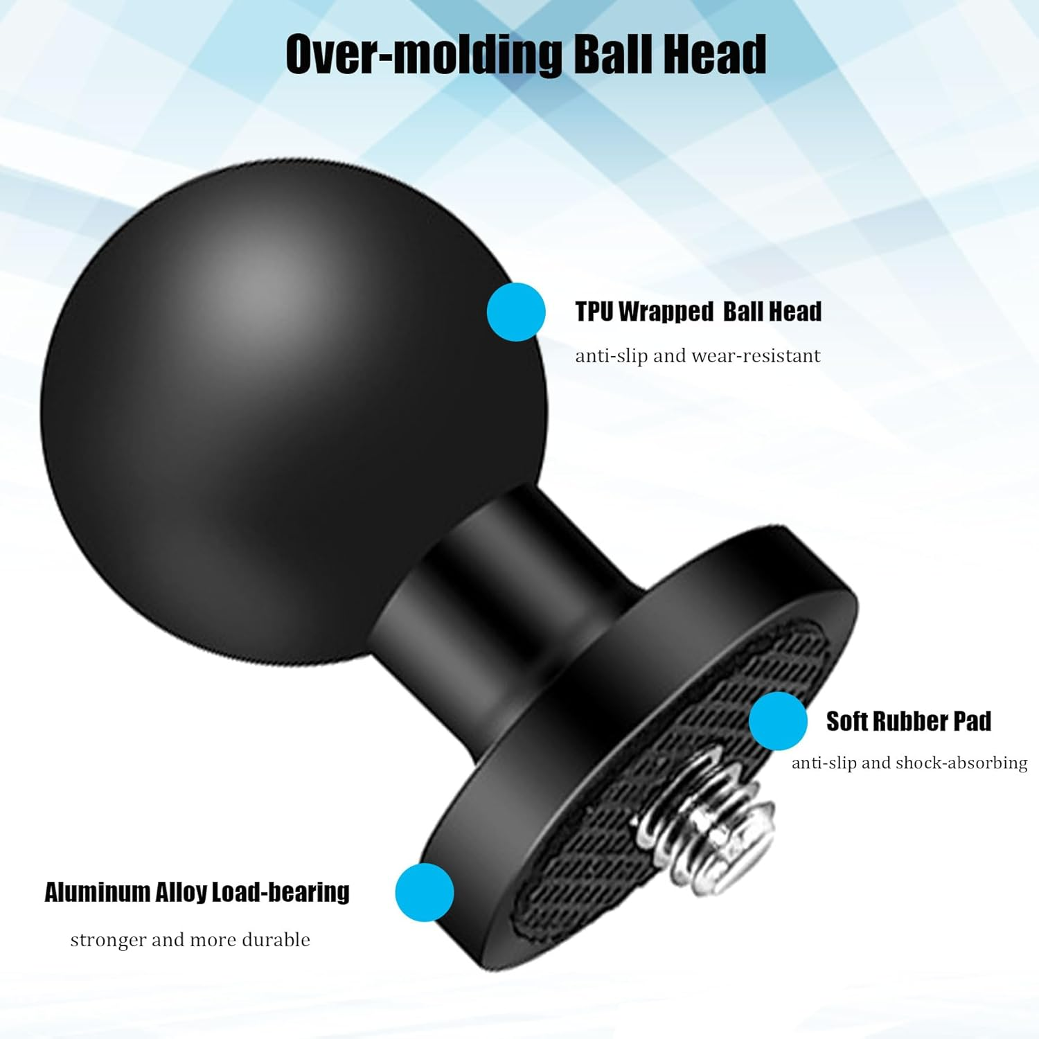 2PC Aluminum Alloy 1" Ball Mount Adapter with 1/4"-20 Threaded Stud for Insta360 One X3, X2, X, R, RS, Gopro, DJI OSMO Action Camera,Compatible with RAM Ball Head Mounts B Size Double Socket Arm image number 1