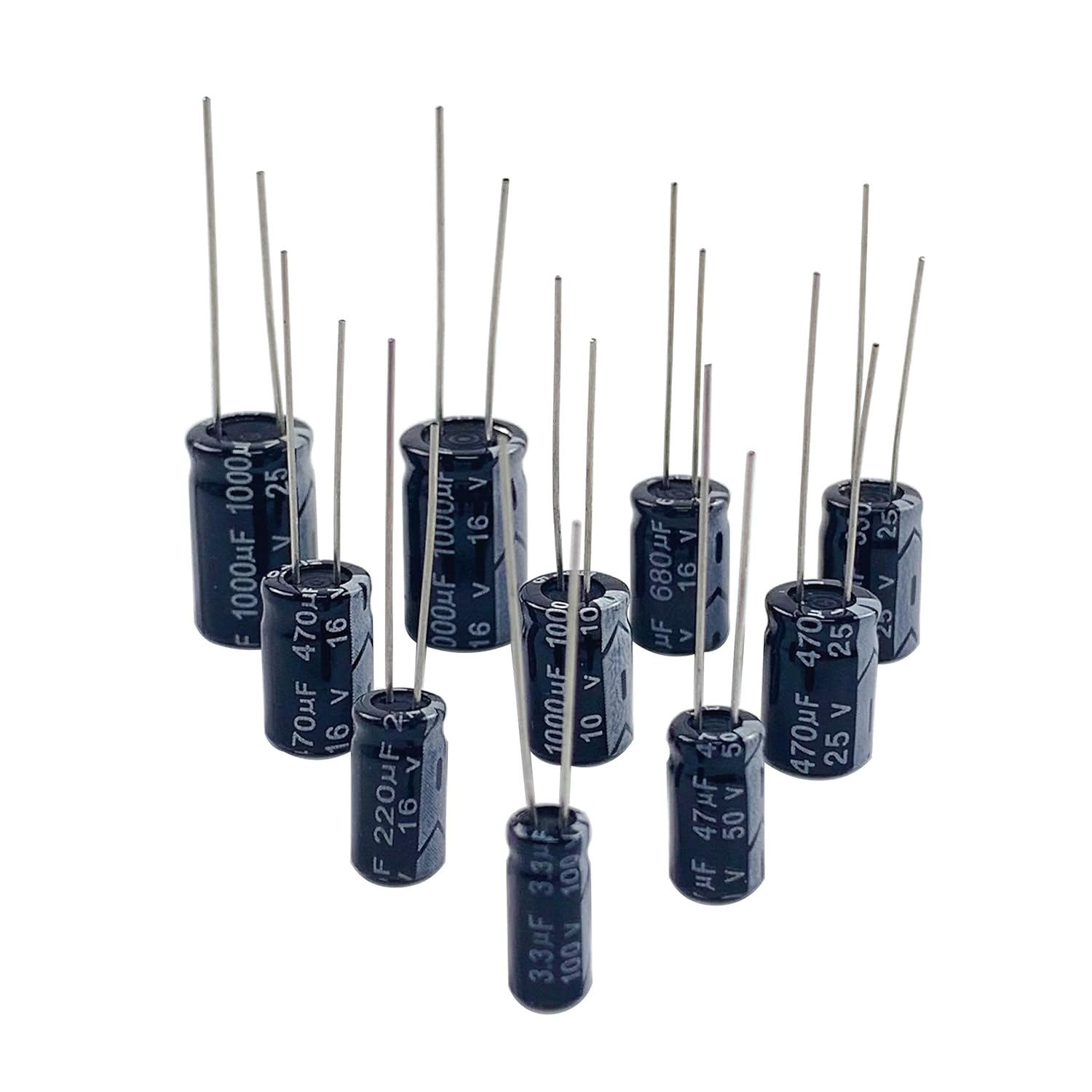 40 Values 800 Pieces, 0.1Uf-1000Uf, 10V 16V 25V 50V 100V, Electrolytic Capacitor Assortment Kit, DIY In-Line Aluminum Capacitors Set, Direct Insertion Series image number 1