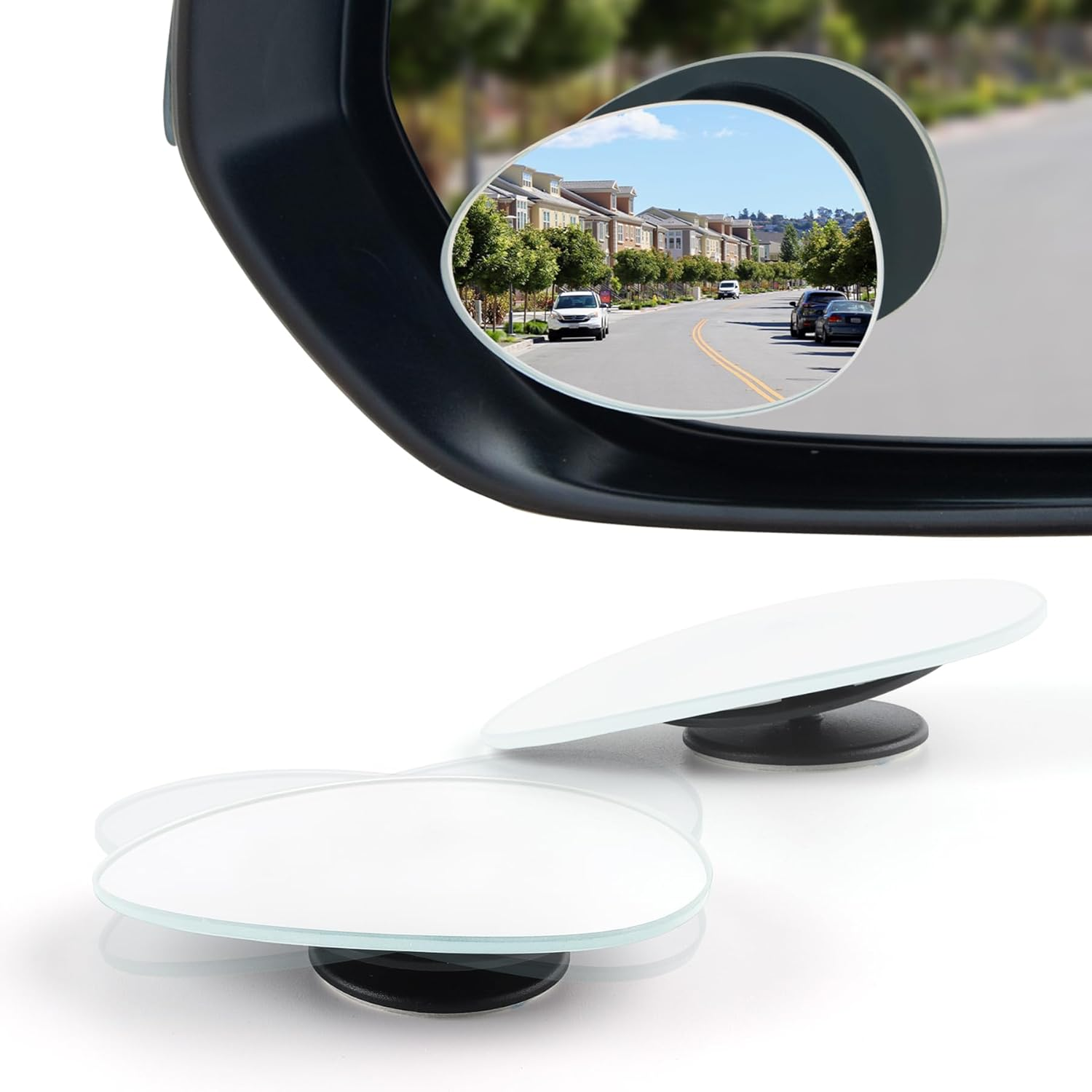 Livtee Blind Spot Mirror, 2" round HD Glass Frameless Convex Rear View Mirrors Exterior Accessories with Wide Angle Adjustable Stick for Car SUV and Trucks, Pack of 2