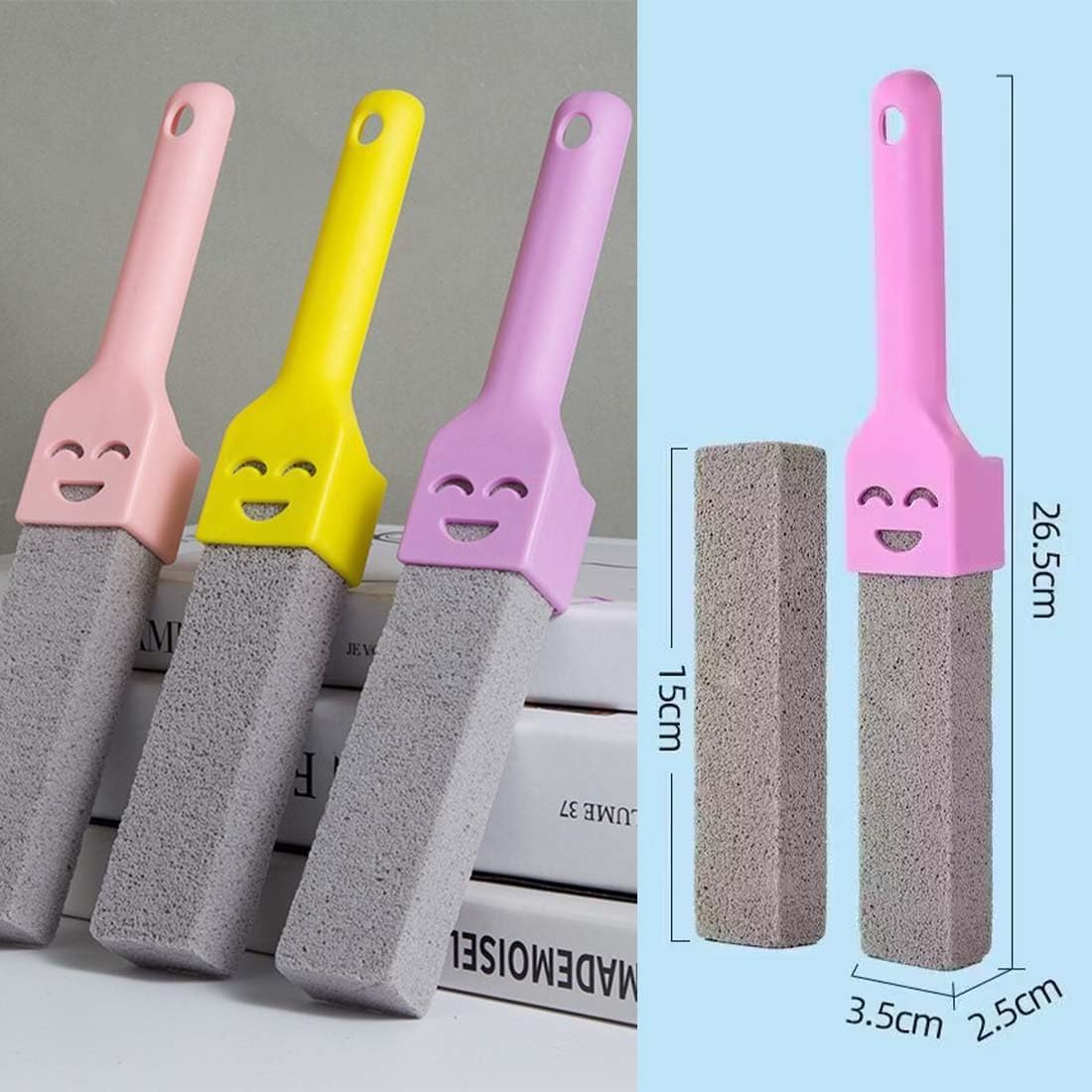 SULIUDAJI Pumice Stone Toilet Cleaner, Pack of 3 Cleaning Pumice Stone Toilet Pumice Stone Cleaning Stone with Three Handles, Pumice Stone Toilet for Toilet, Grill, Kitchen, Shower, Bathroom, Sink