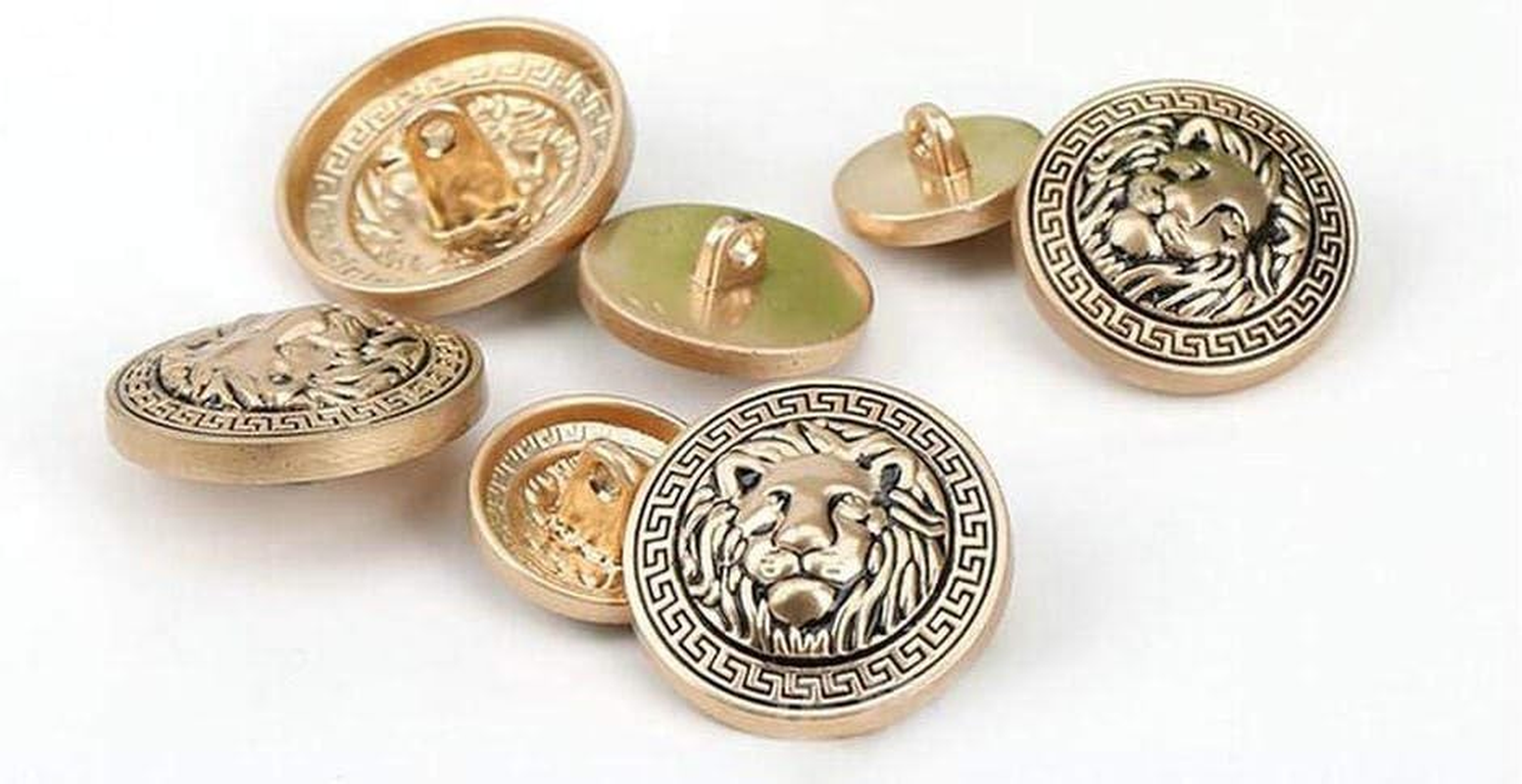 10PCS Clothes Buttons - Fashion Lion Head Sewing Button round Shaped Metal Button Set for Men Women Blazer, Coat, Uniform, Shirt, Suit and Jacket (Gold, 25Mm) image number 2