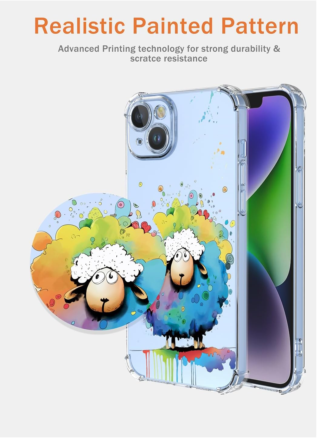 XINYEXIN Transparent Case for Samsung Galaxy A36 5G, Colourful Cool Art Graffiti Series Cute Pattern, Ultra Thin Shockproof TPU Clear Mobile Phone Protective Case - Sheep image number 6