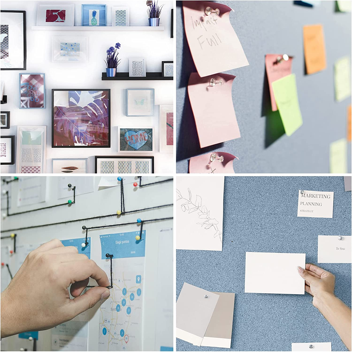 AIEX 100Pcs Clear Push Pins, Plastic Pushpins Thumb Tacks Flat Push Pins with Steel Point for Cork Board Bulletin Board Wall (White) image number 4